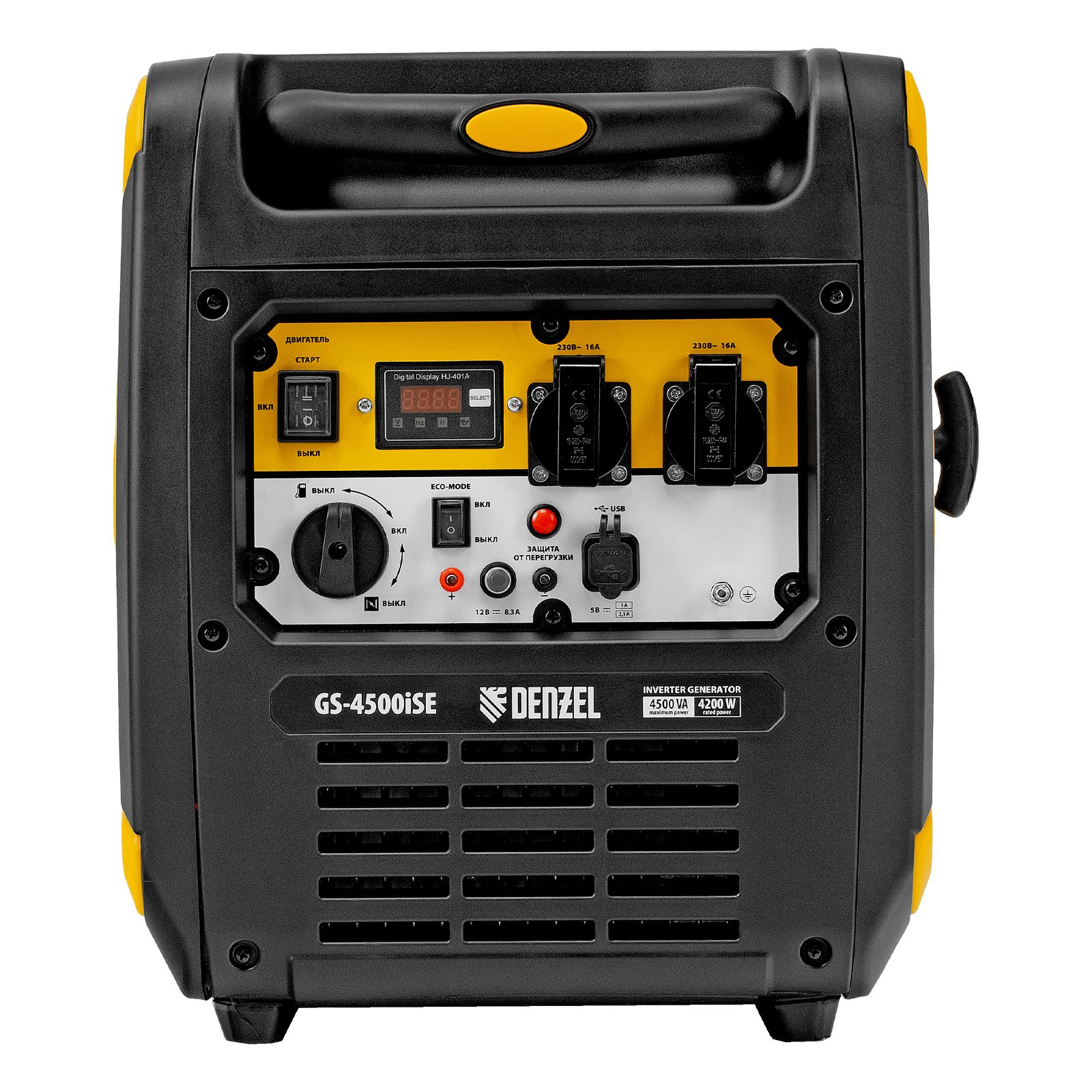 Генератор инверторный GS-4500iSE, 4,5 кВт, 230 В, закрытый корпус, электростартер DENZEL 