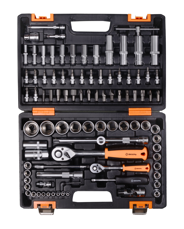 Набор инструментов АВТО, 1/2" , 1/4" , CrV, в кейсе 94 предм Вихрь 