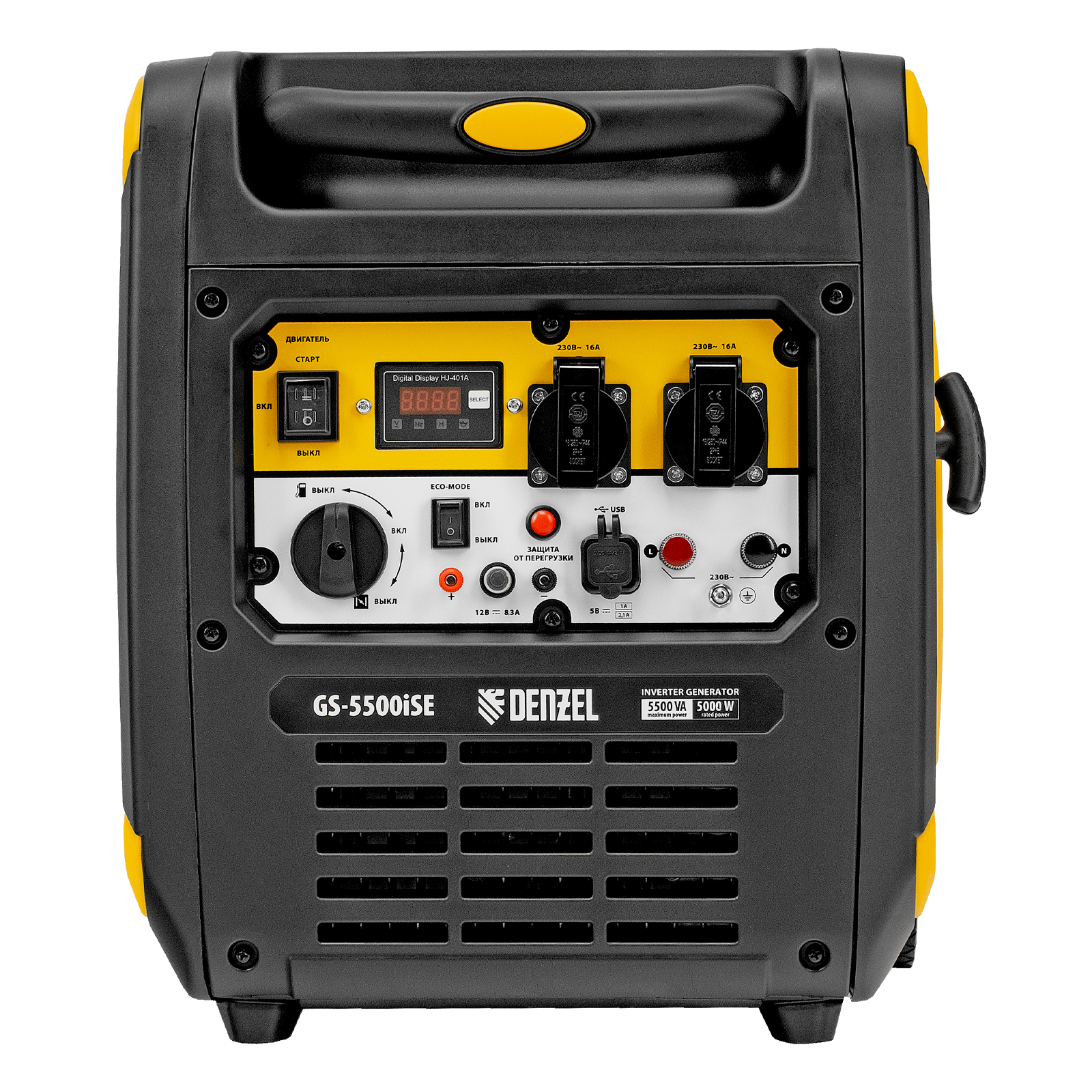 Генератор инверторный GS-5500iSE, 5,5 кВт, 230 В, закрытый корпус,электростартер Denzel 