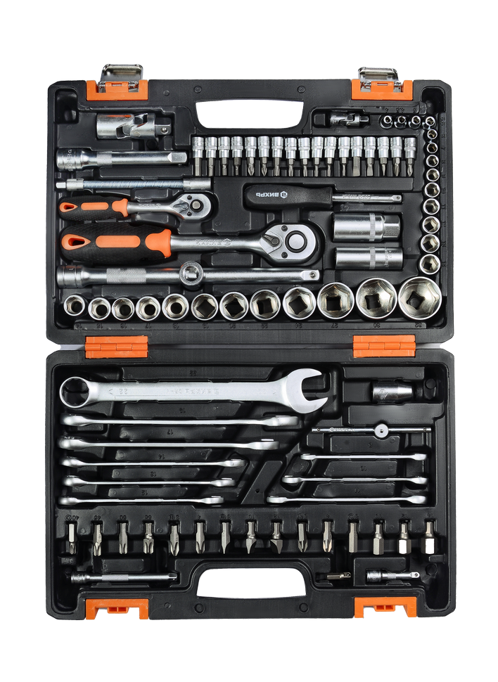 Набор инструментов, 1/2" , 1/4" , CrV, пластиковый кейс 82 предмета Вихрь 