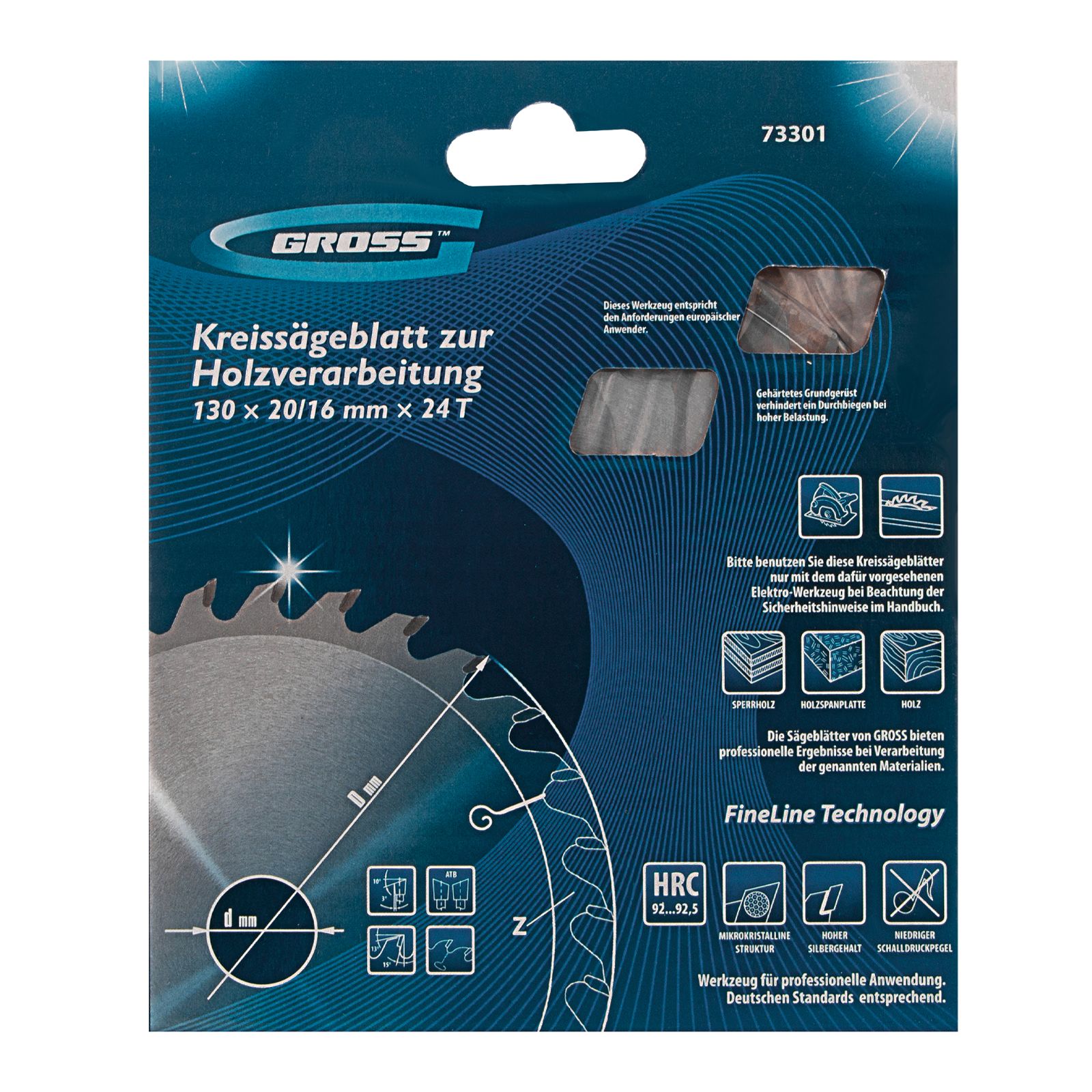 Пильный диск по дереву 130 x 20/16 x 24Т Gross 