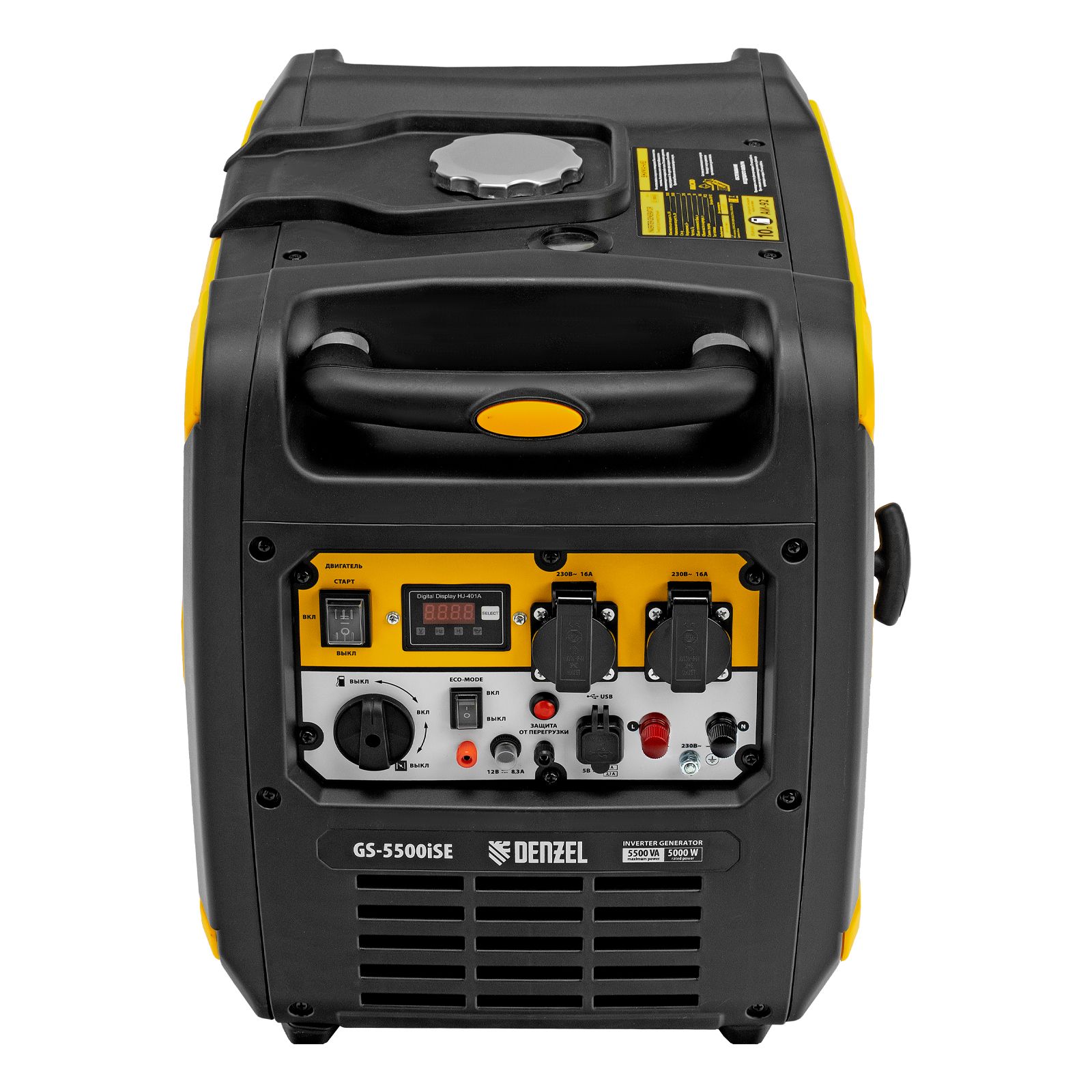 Генератор инверторный GS-5500iSE, 5,5 кВт, 230 В, закрытый корпус,электростартер Denzel 