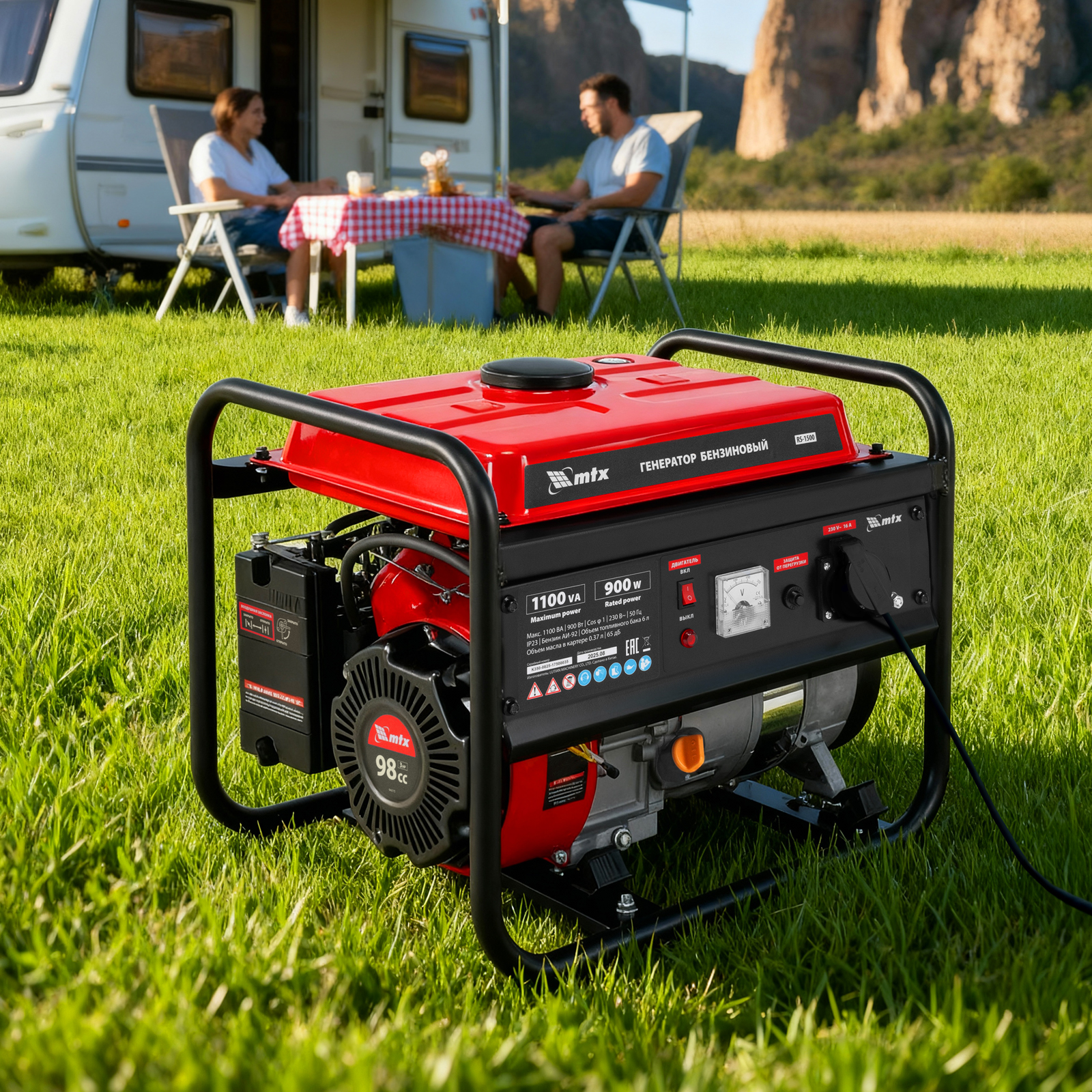 Генератор бензиновый RS-1500, 1,1 кВт, 230В, ручной стартер MTX 