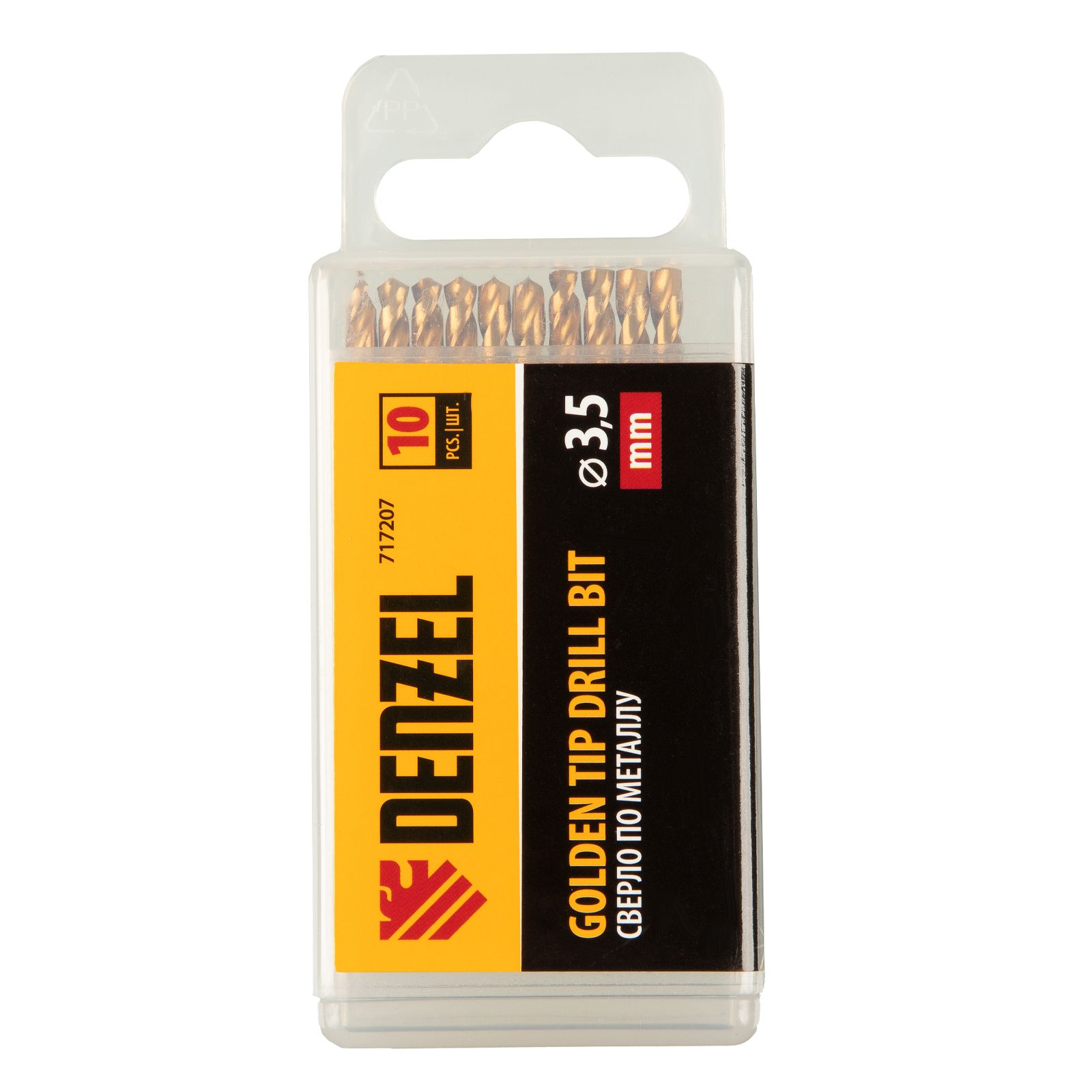 Сверло по металлу, 3,5 мм, HSS-Tin, Golden Tip, 10 шт. Denzel 