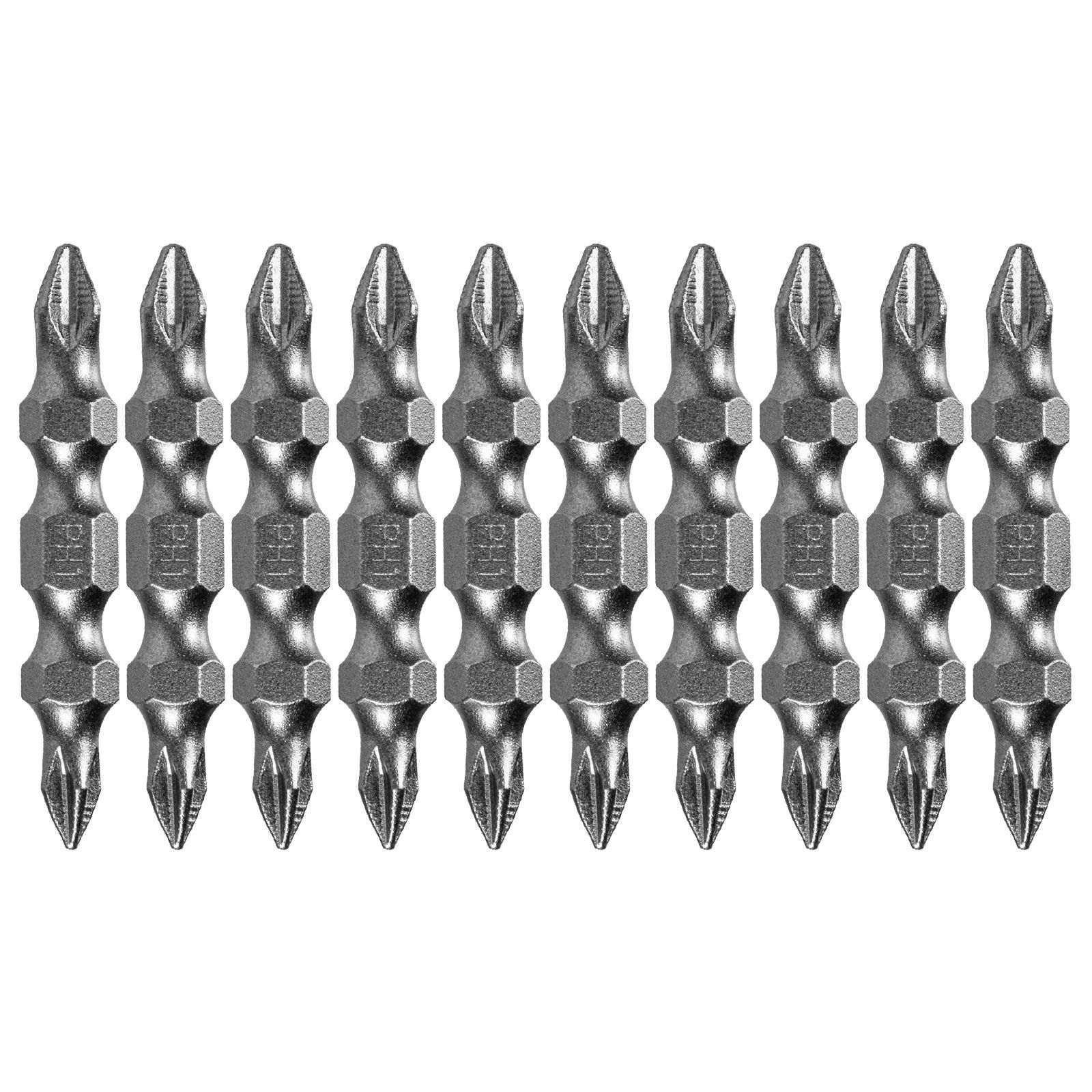 Бита двухсторонняя, PH2-PH1 х 45 мм, сталь S2, 10 шт. Denzel 