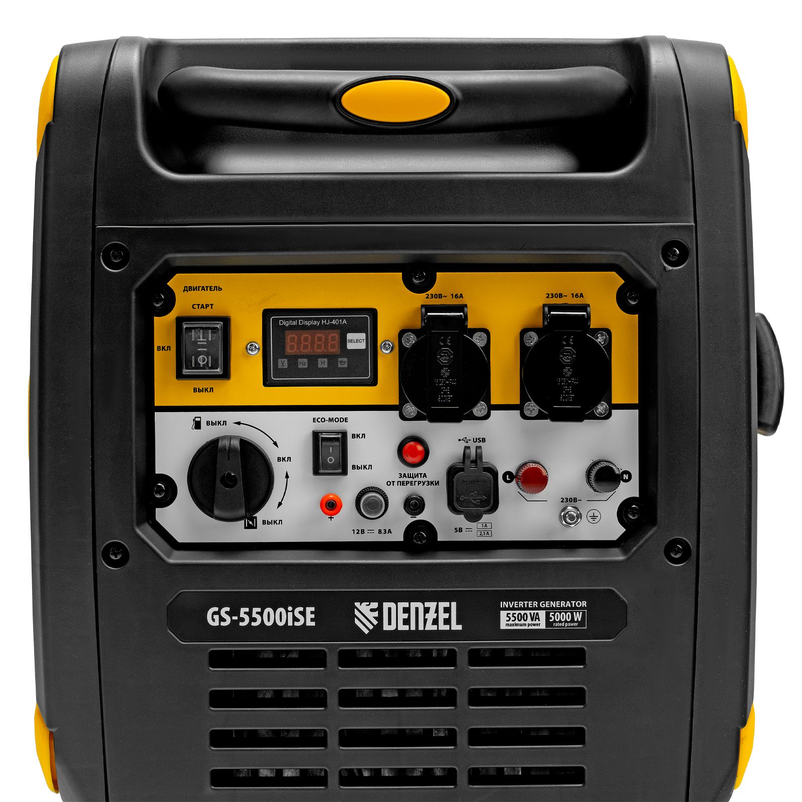 Генератор инверторный GS-5500iSE, 5,5 кВт, 230 В, закрытый корпус,электростартер Denzel 