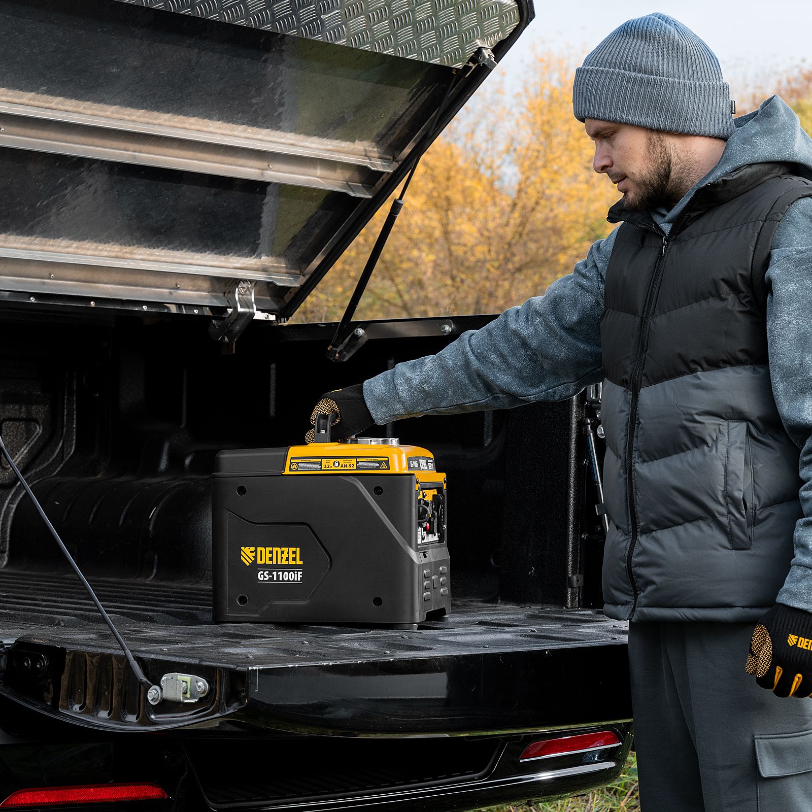 Генератор инверторный GS-1100iF, 1,1 кВт, 230 В, ручной старт DENZEL 