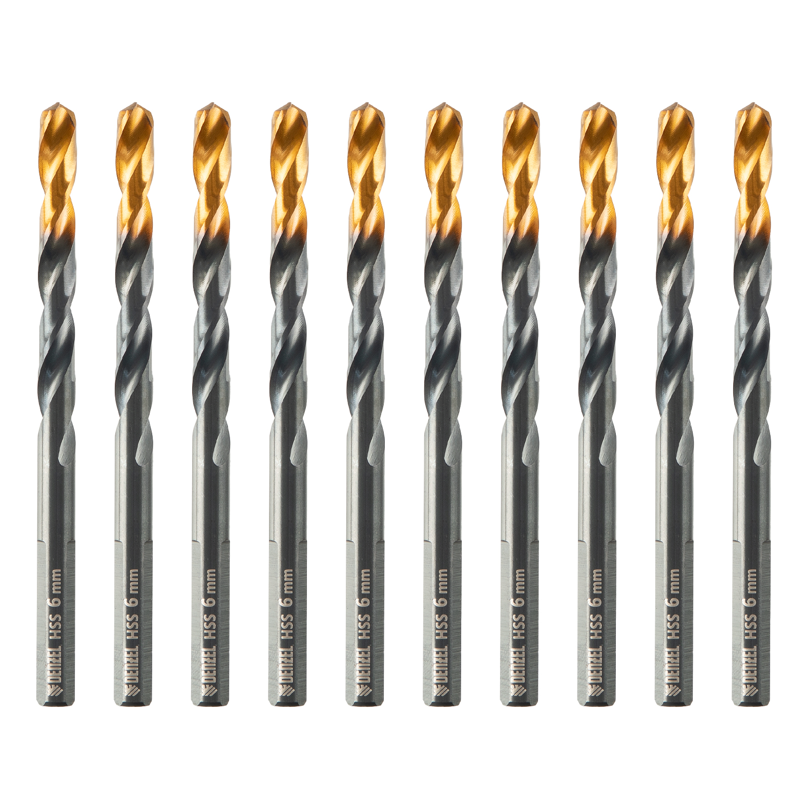 Сверло по металлу, 6 мм, HSS-Tin, Golden Tip, 10 шт. Denzel 
