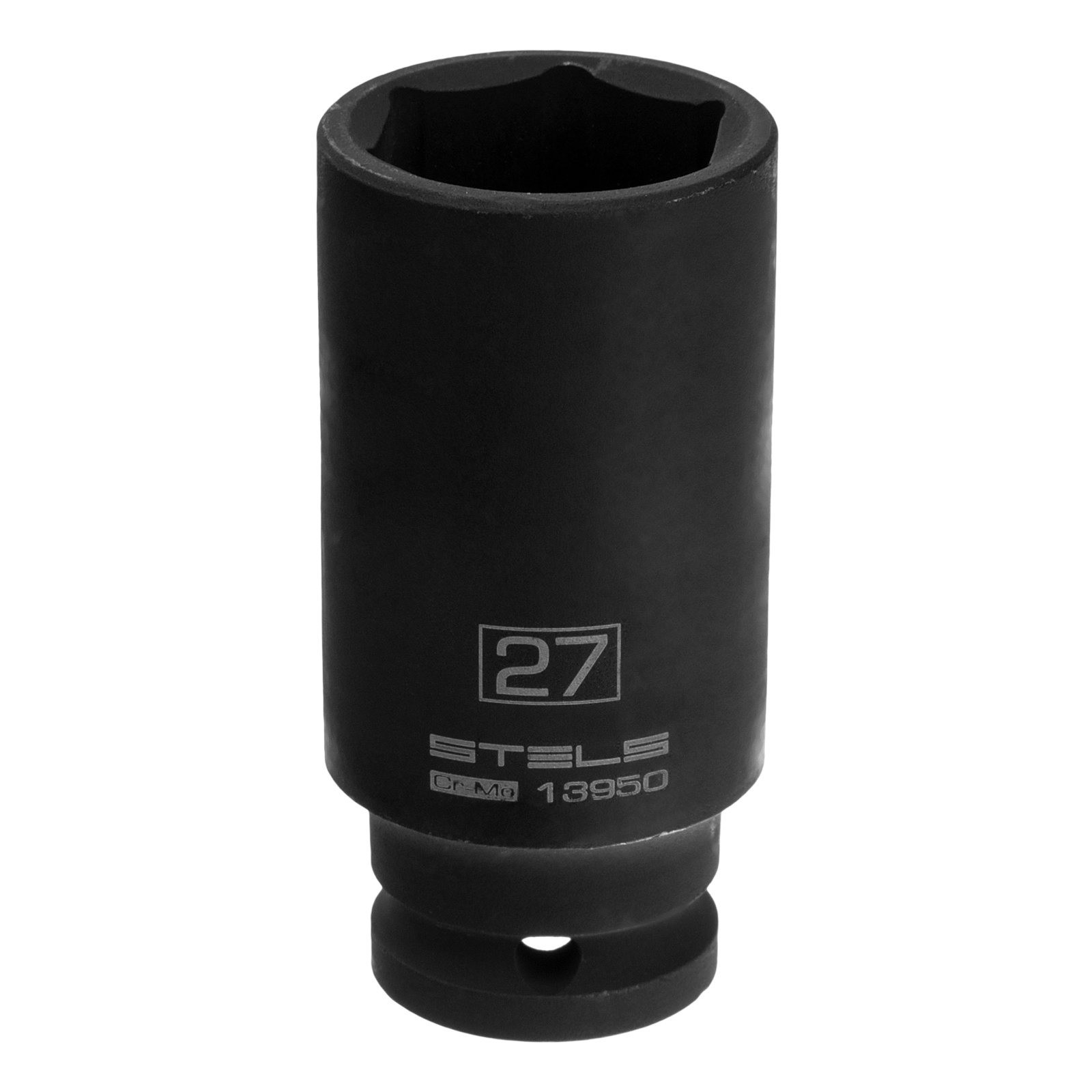 Головка ударная удлиненная шестигранная, 27 мм, 1/2, CrMo Stels 