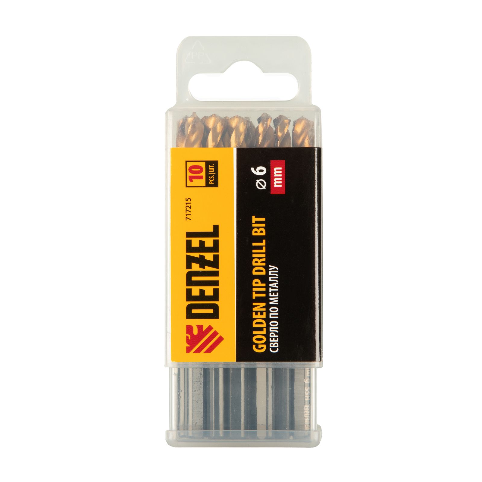 Сверло по металлу, 6 мм, HSS-Tin, Golden Tip, 10 шт. Denzel 