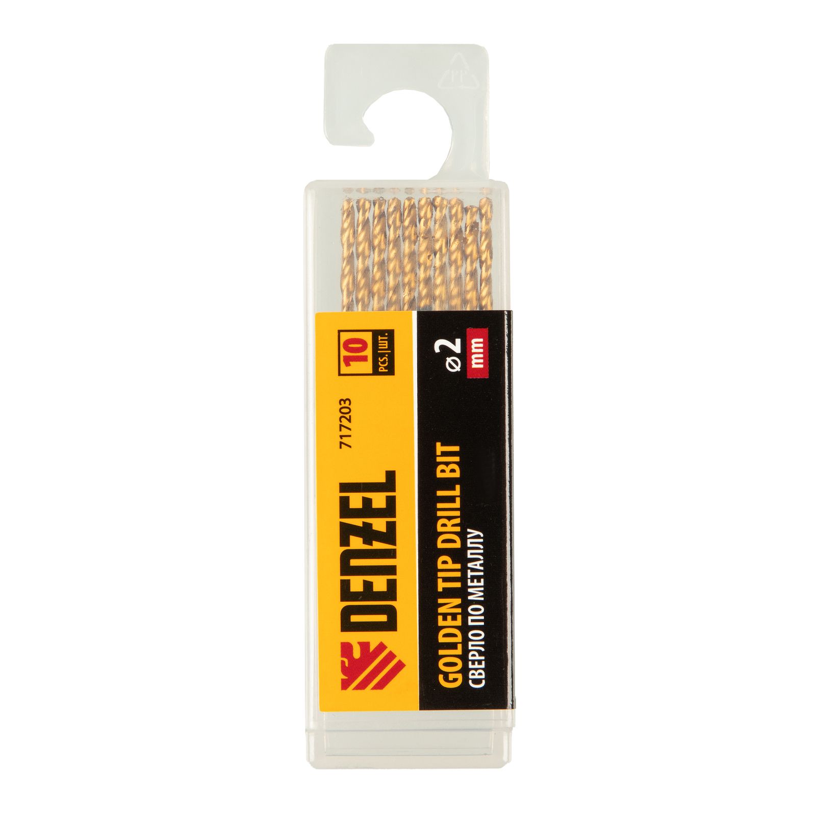 Сверло по металлу, 2 мм, HSS-Tin, Golden Tip, 10 шт. Denzel 