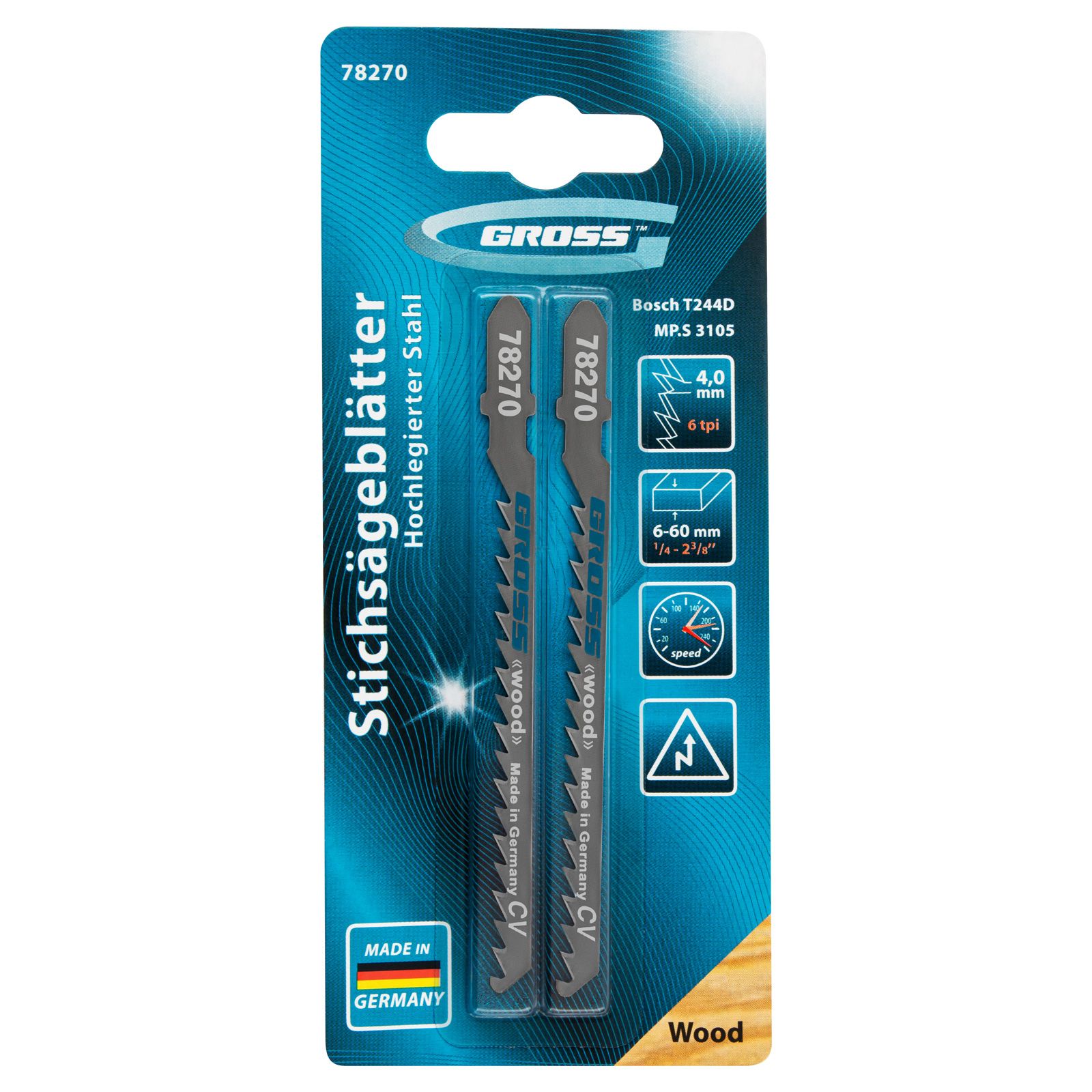 Полотна для электролобзика  по дереву, 2 шт, ( 3105-T244D ) Gross 