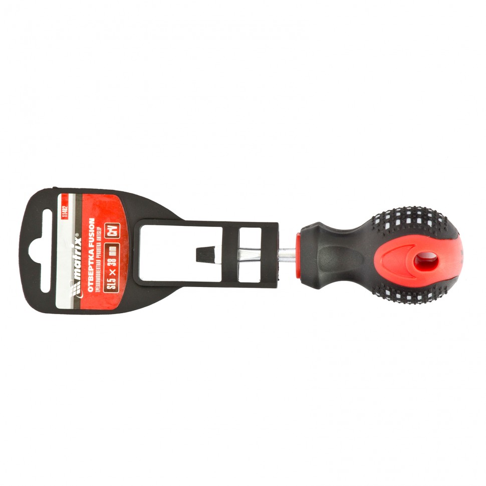 Отвертка Fusion, SL5 х 38 мм, CrV, трехкомпонентная рукоятка "Anti slip" Matrix 