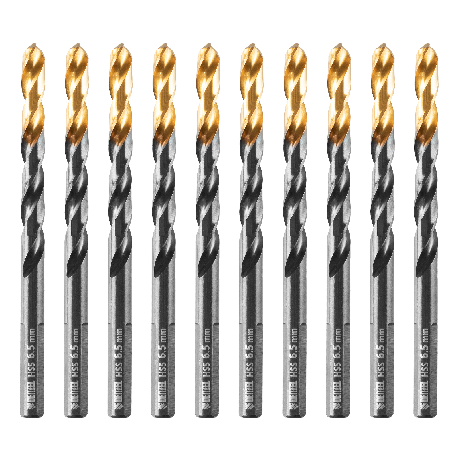 Сверло по металлу, 6,5 мм, HSS-Tin, Golden Tip, 10 шт. Denzel 