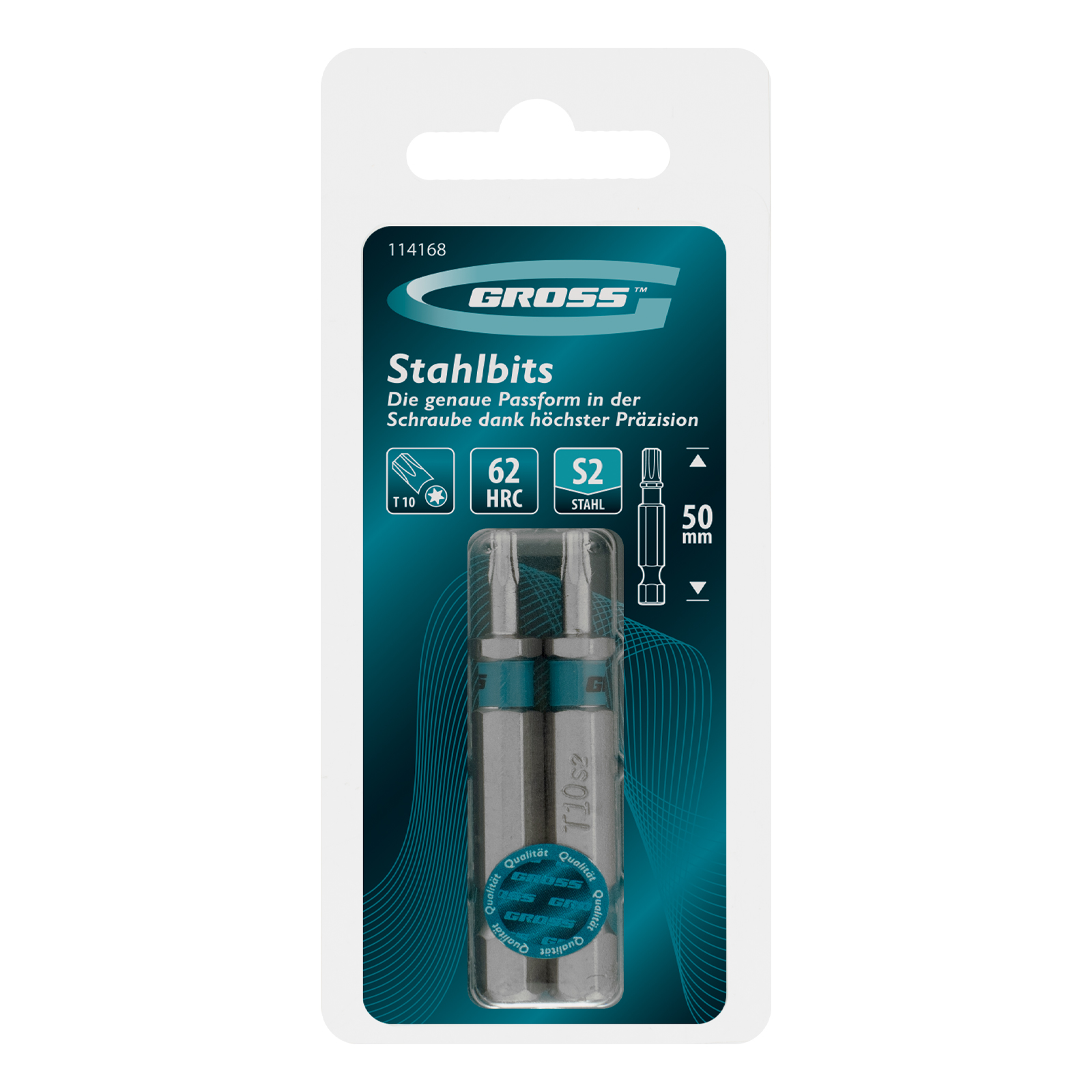 Бита Torx 10х50мм, сталь S2, шестигр., 2 шт. Gross 