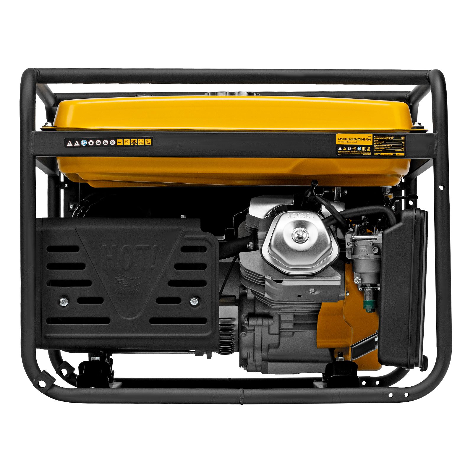 Генератор бензиновый GE 7900, 6.5 кВт, 220 В/50 Гц, 25 л, ручной пуск Denzel 