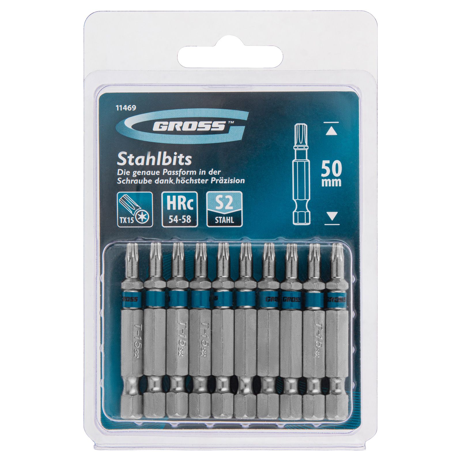 Бита Torx 15 х 50, сталь S2, 10 шт. Gross 