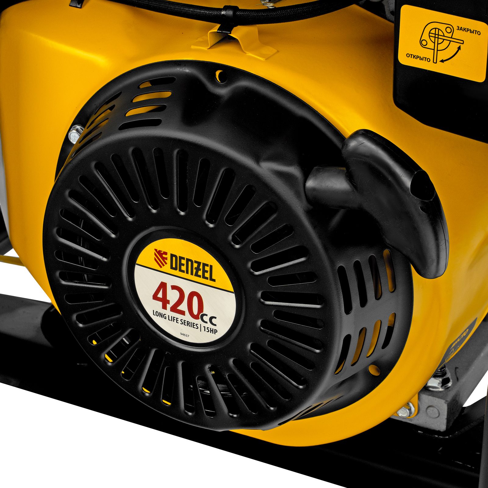 Генератор бензиновый GE 6900, 5.5 кВт, 220 В/50 Гц, 25 л, ручной старт Denzel 