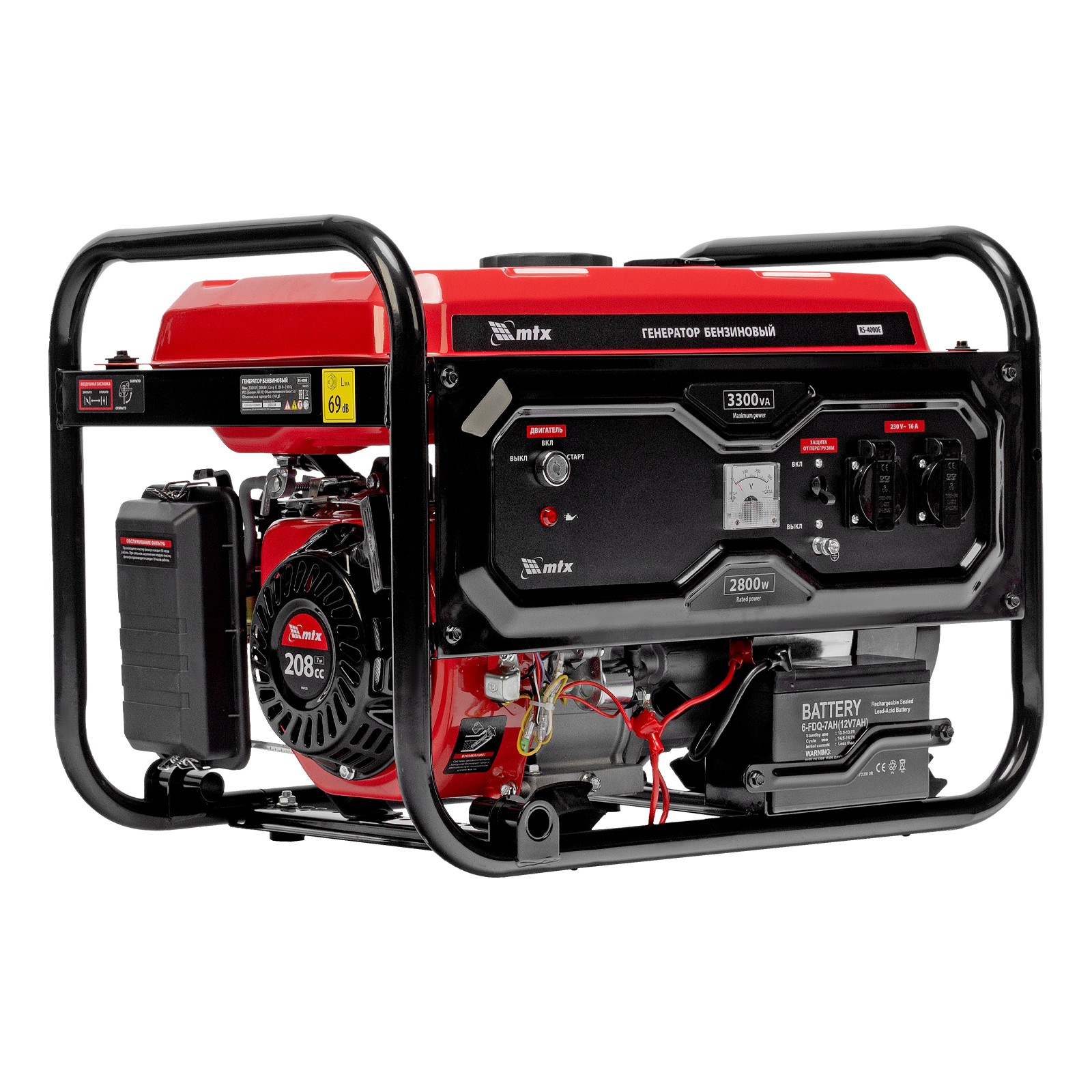 Генератор бензиновый RS-4000E, 3,3 кВт, 230В, электростартер MTX 
