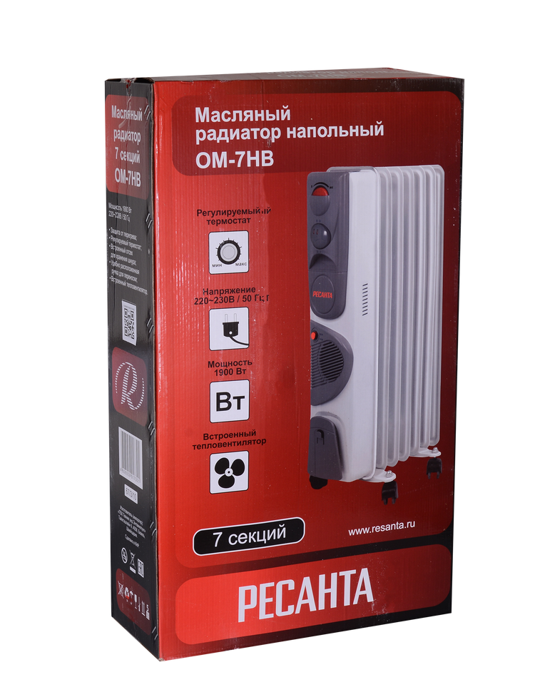 Масляный радиатор РЕСАНТА ОМ-7НВ с вентилятором 