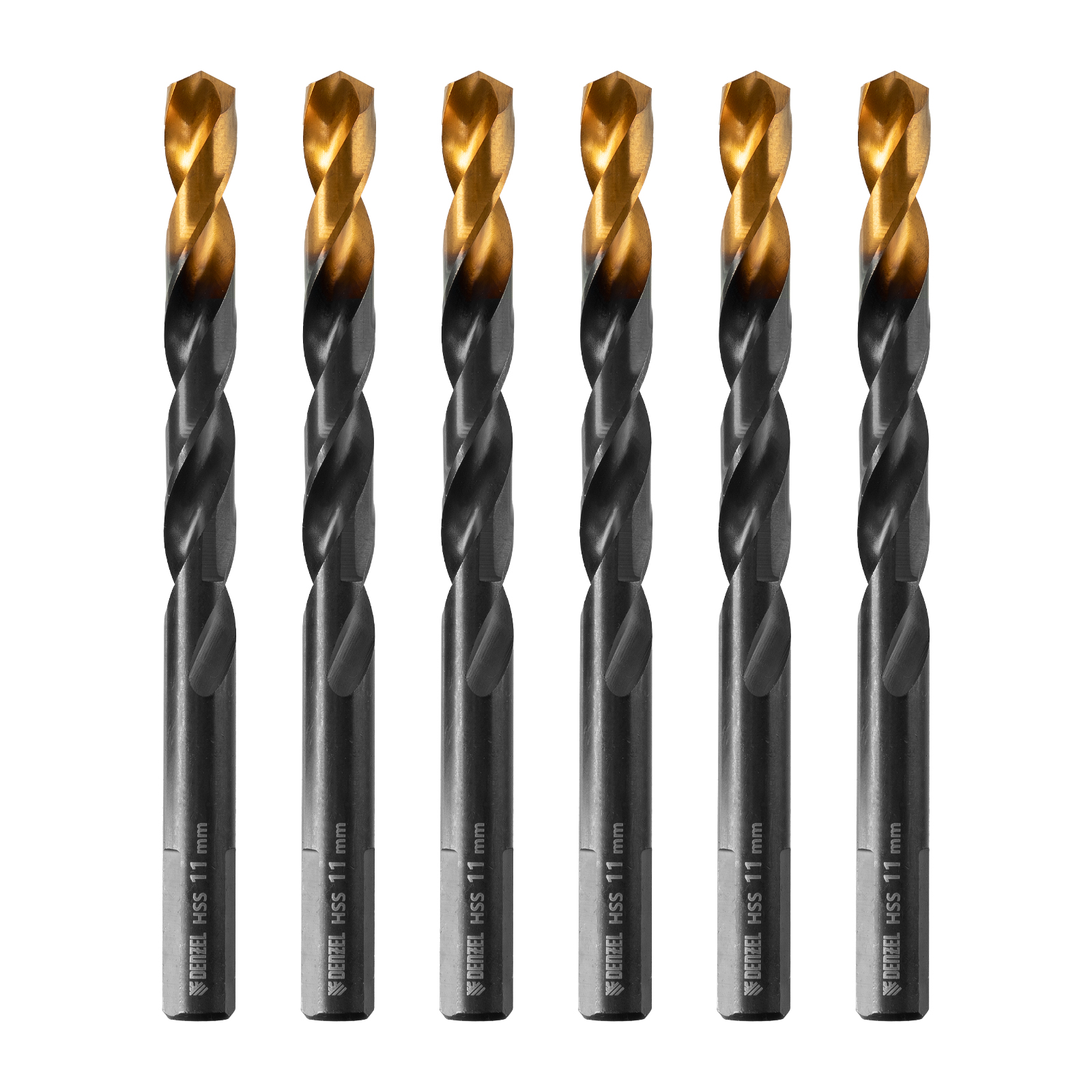 Сверло по металлу, 11 мм, HSS-Tin, Golden Tip, 6 шт. Denzel 
