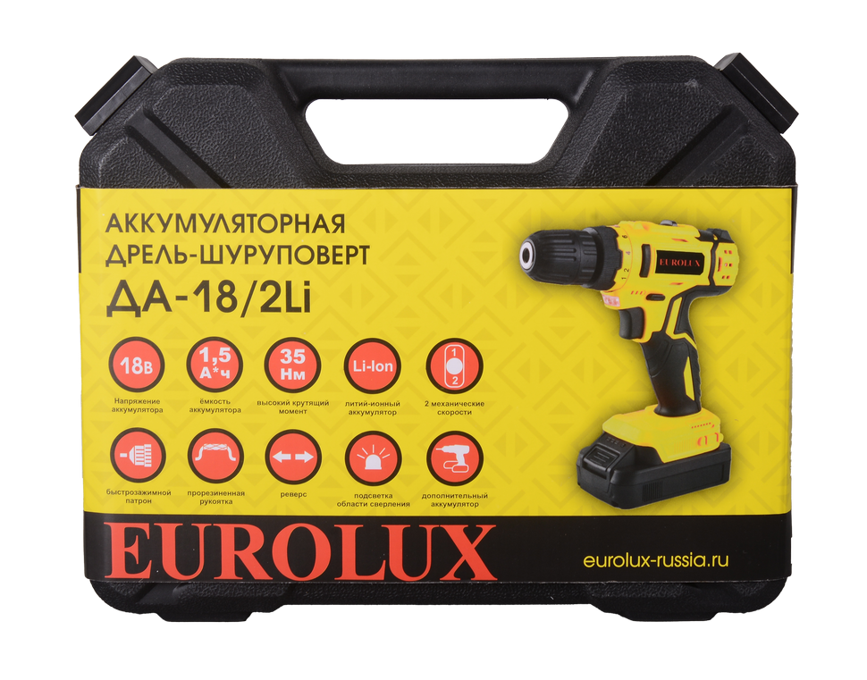 Дрель-шуруповерт Eurolux ДА-18/2Li 
