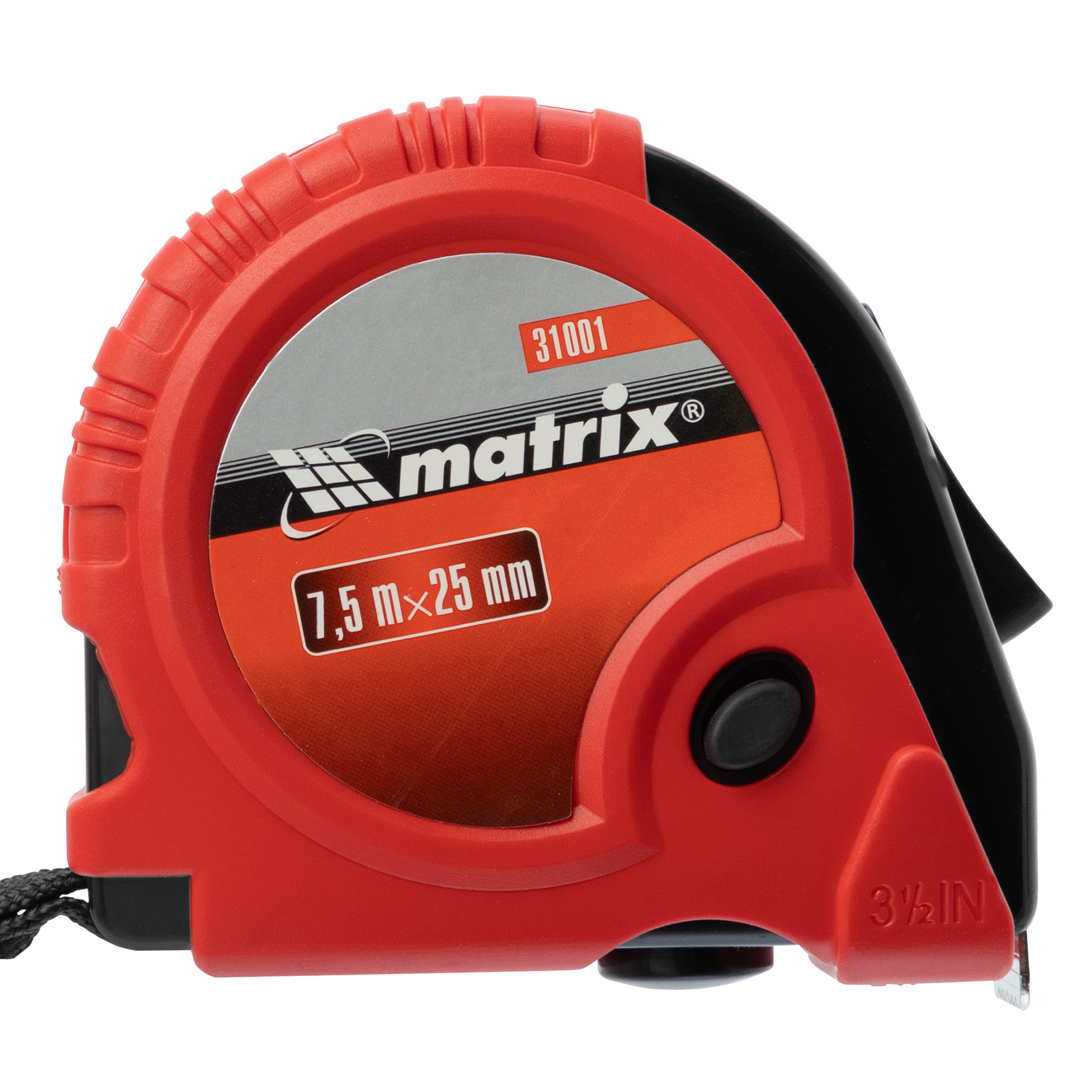 Рулетка Rubber,7,5 м х 25 мм,обрезиненный корпус Matrix 