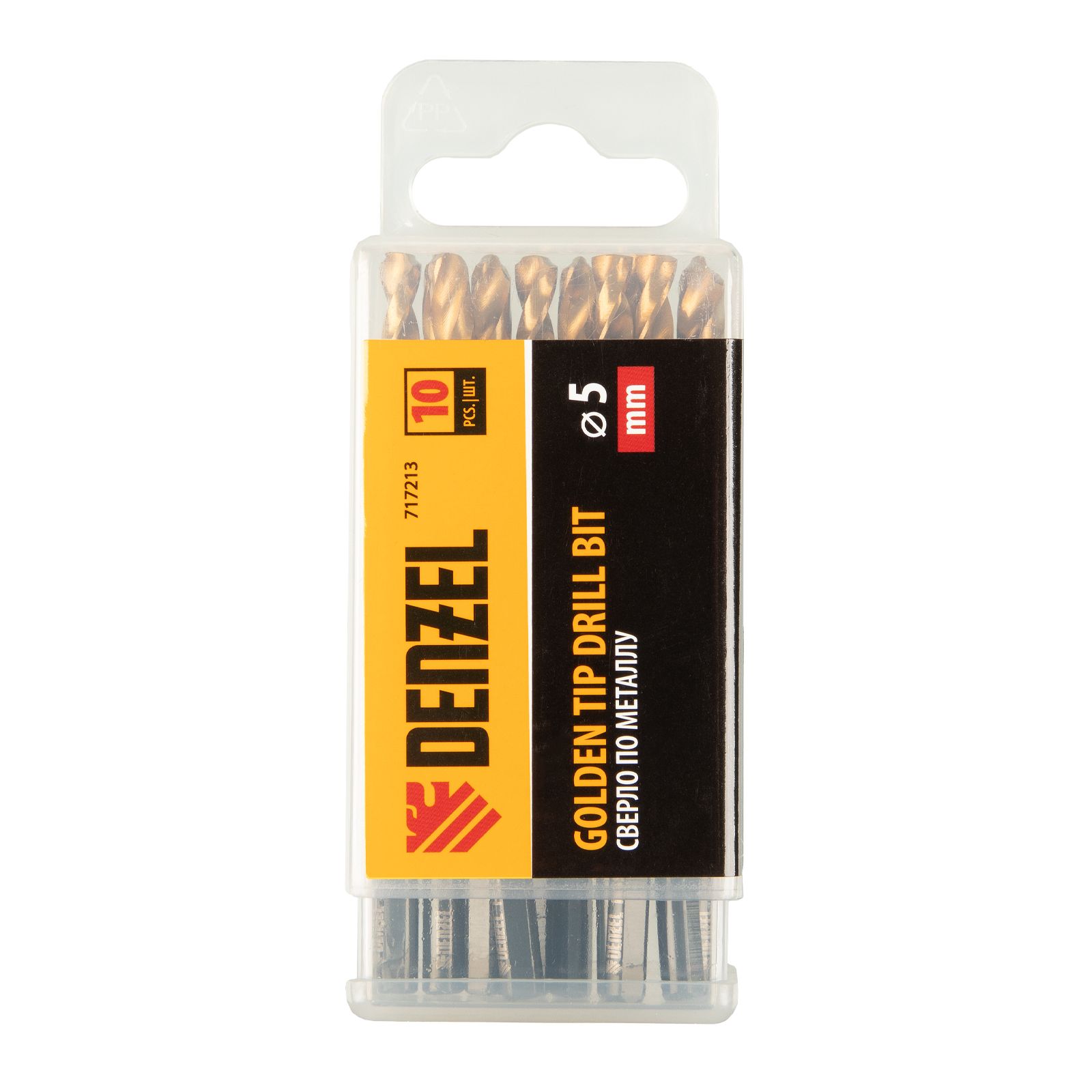 Сверло по металлу, 5 мм, HSS-Tin, Golden Tip, 10 шт. Denzel 