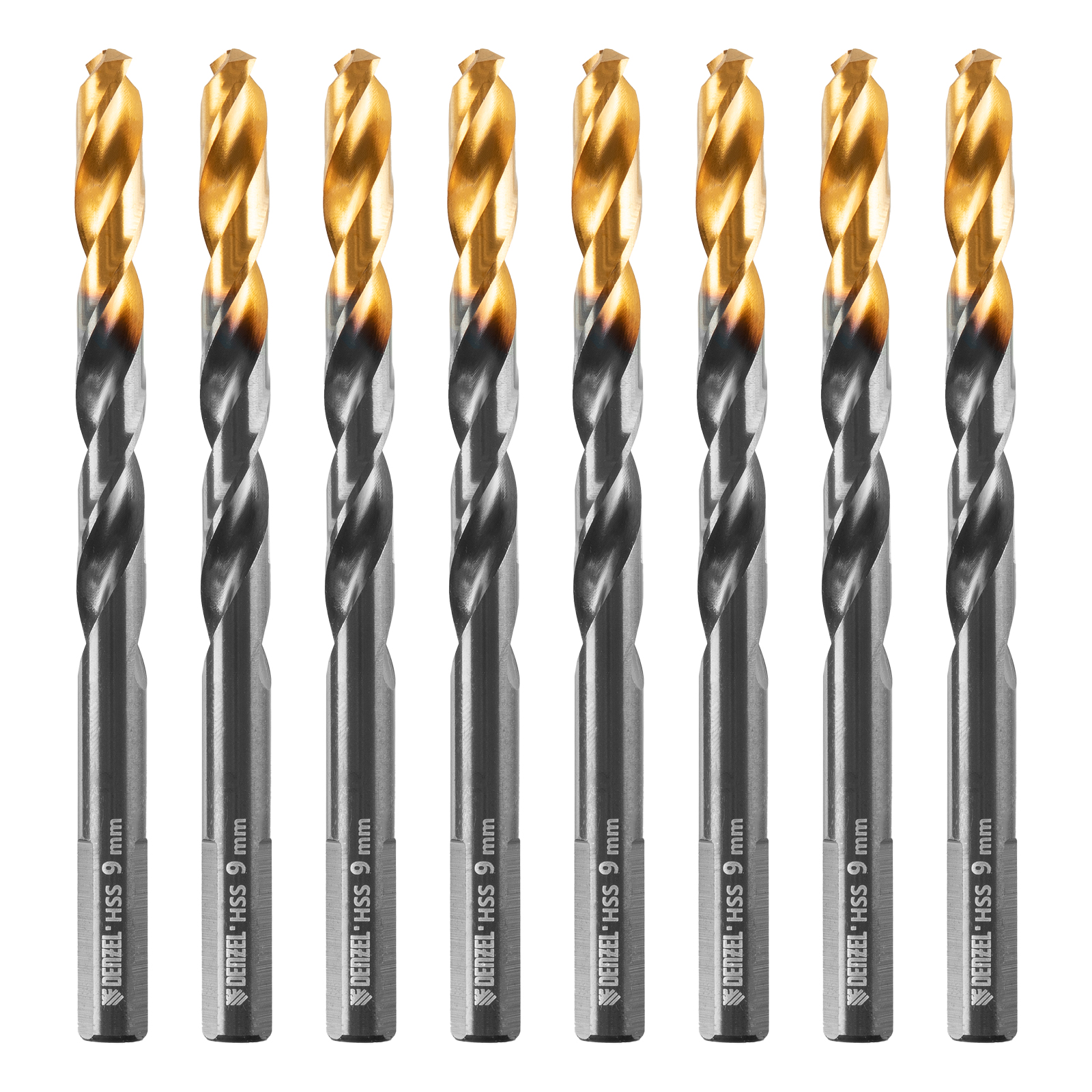 Сверло по металлу, 9 мм, HSS-Tin, Golden Tip, 8 шт. Denzel 