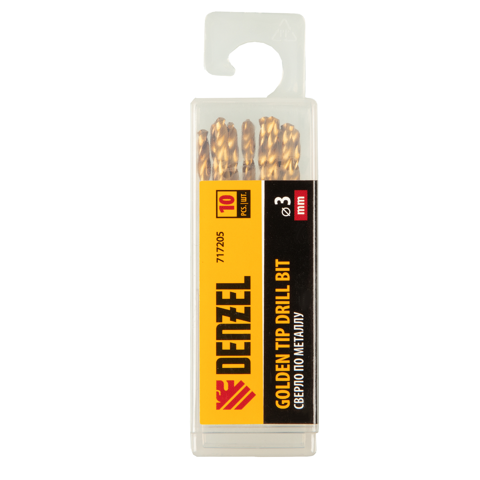 Сверло по металлу, 3 мм, HSS-Tin, Golden Tip, 10 шт. Denzel 