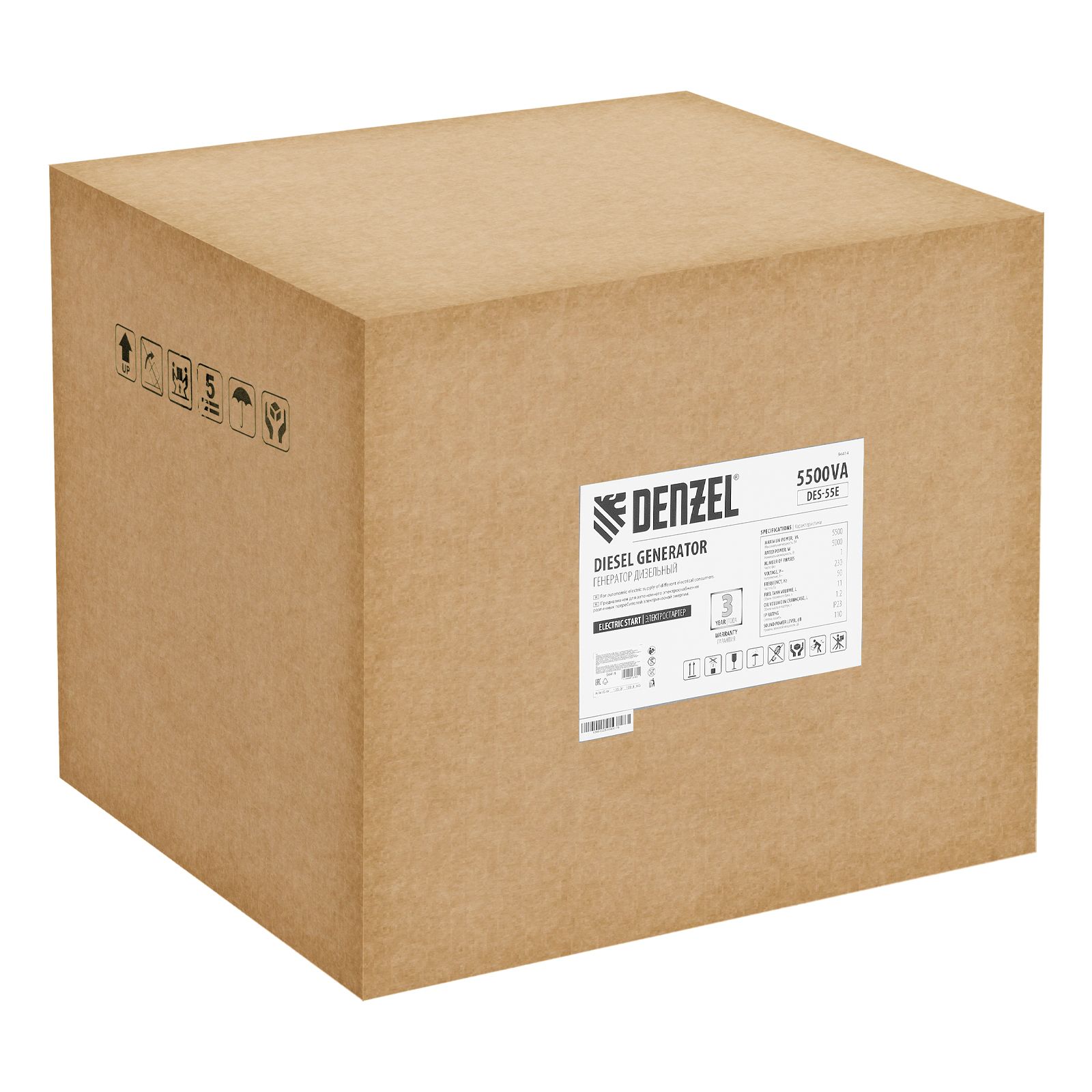 Генератор дизельный DES-55E, 5,5 кВт, 230 В, 11 л, электростартер Denzel 