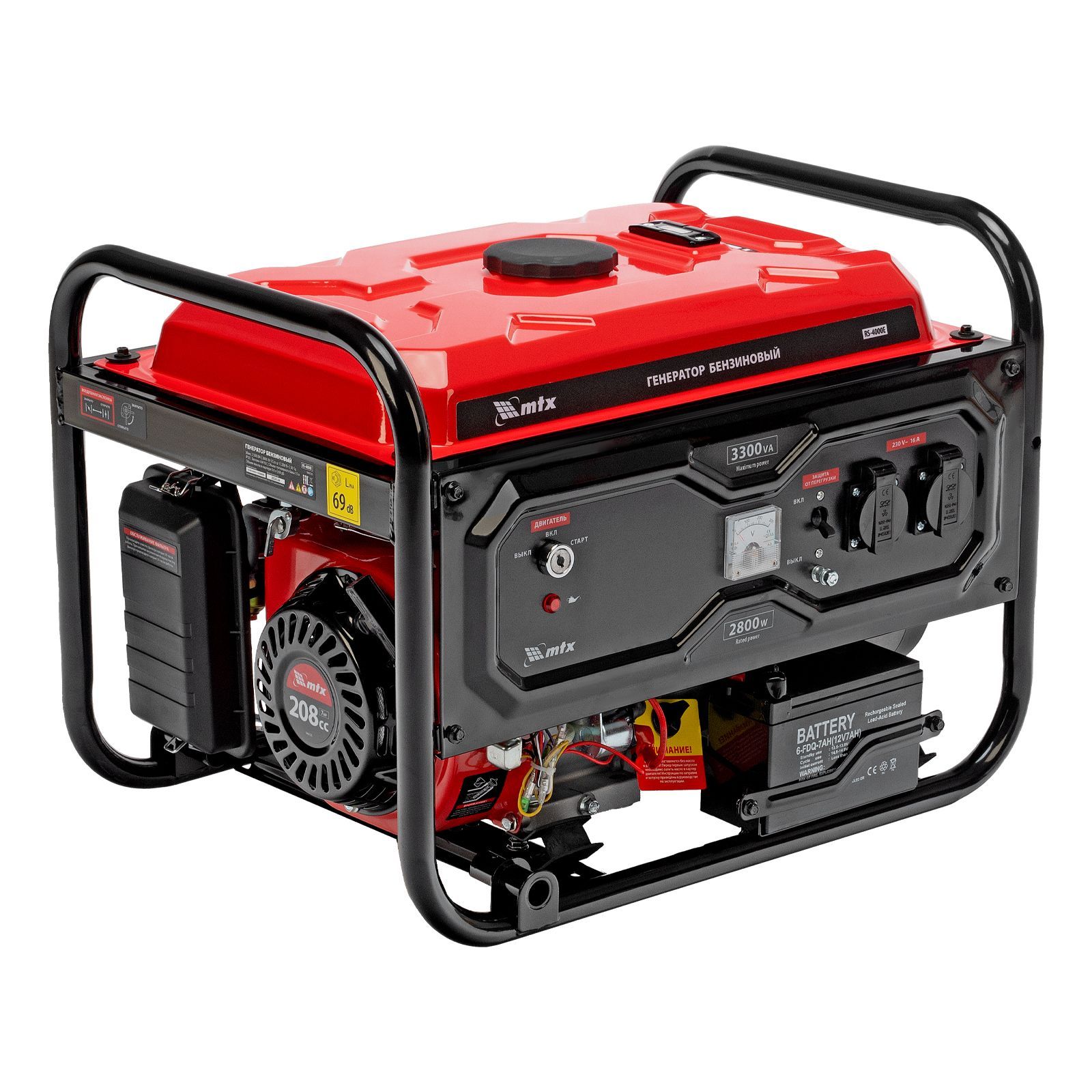 Генератор бензиновый RS-4000E, 3,3 кВт, 230В, электростартер MTX 