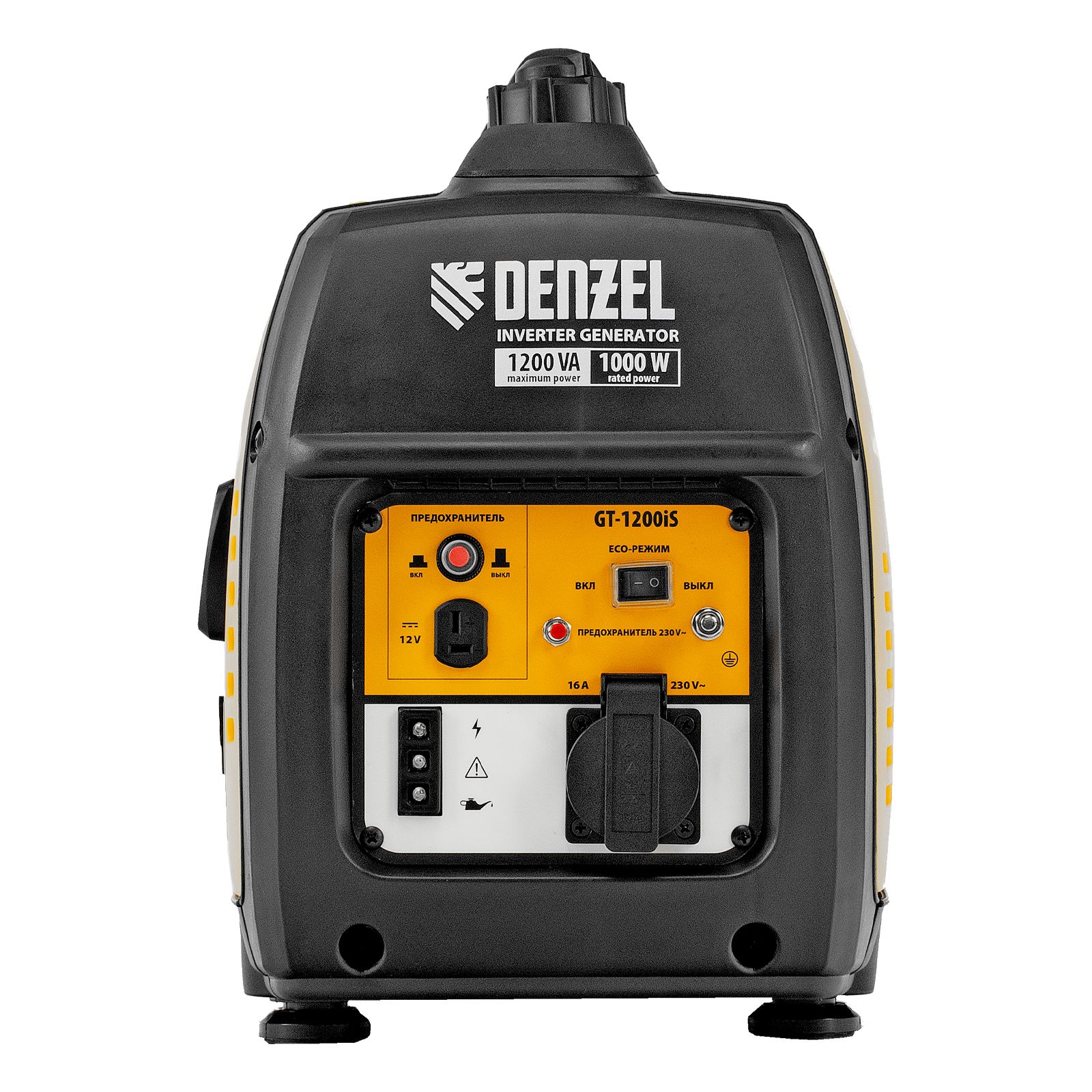 Генератор инверторный GT-1200iS, 1.2 кВт, 230 В, бак 2.4 л, закрытый корпус, ручной старт Denzel 