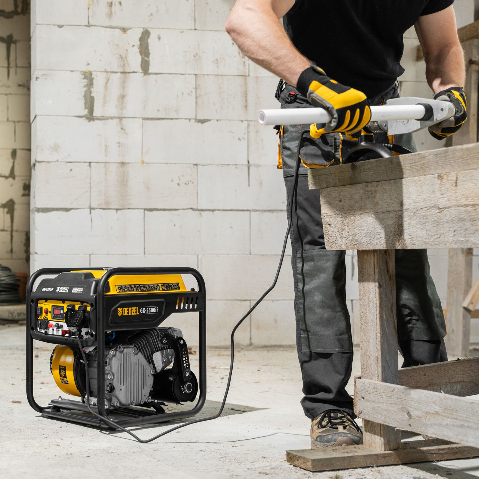 Генератор инверторный GK-5500iF, 5,5 кВт, 230 В, ручной старт DENZEL 