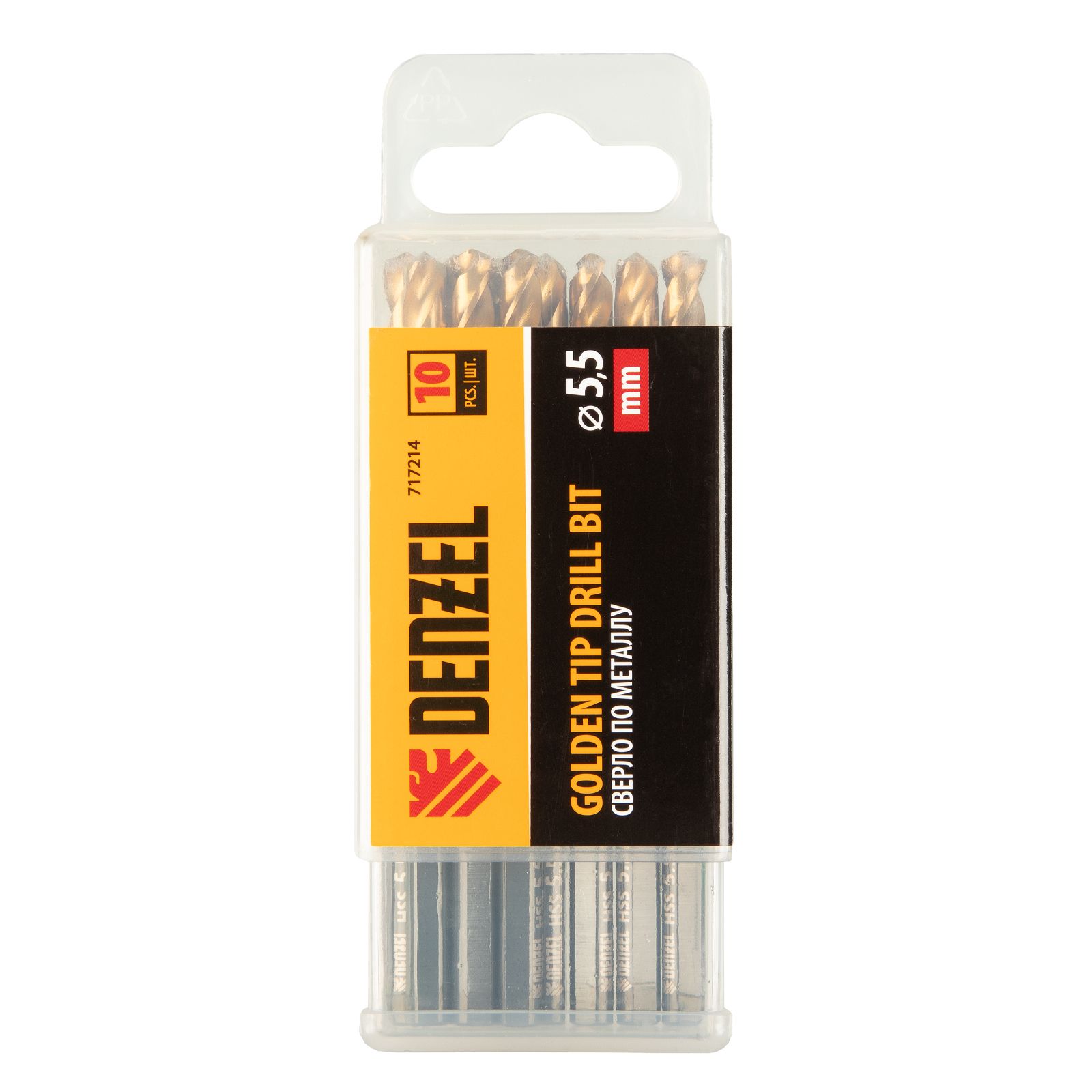 Сверло по металлу, 5,5 мм, HSS-Tin, Golden Tip, 10 шт. Denzel 