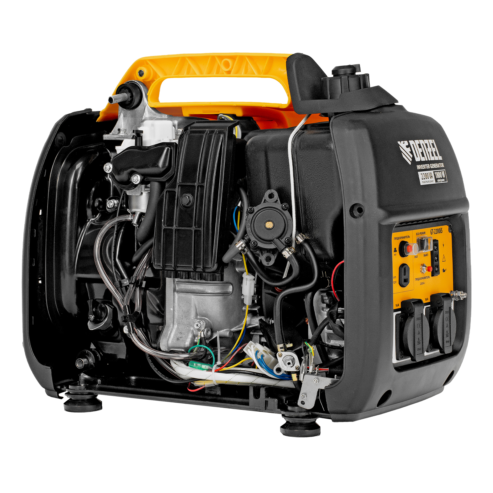 Генератор инверторный GT-2200iS, 2.2 кВт, 230 В, бак 4 л, закрытый корпус, ручной старт Denzel 