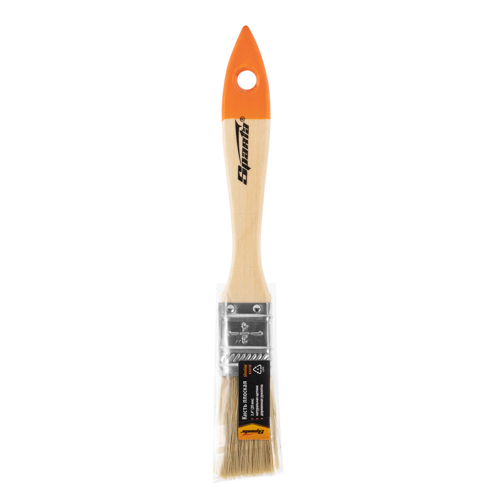Кисть плоская Slimline 3/4" (20 мм) натуральная щетина, деревянная ручка Sparta 