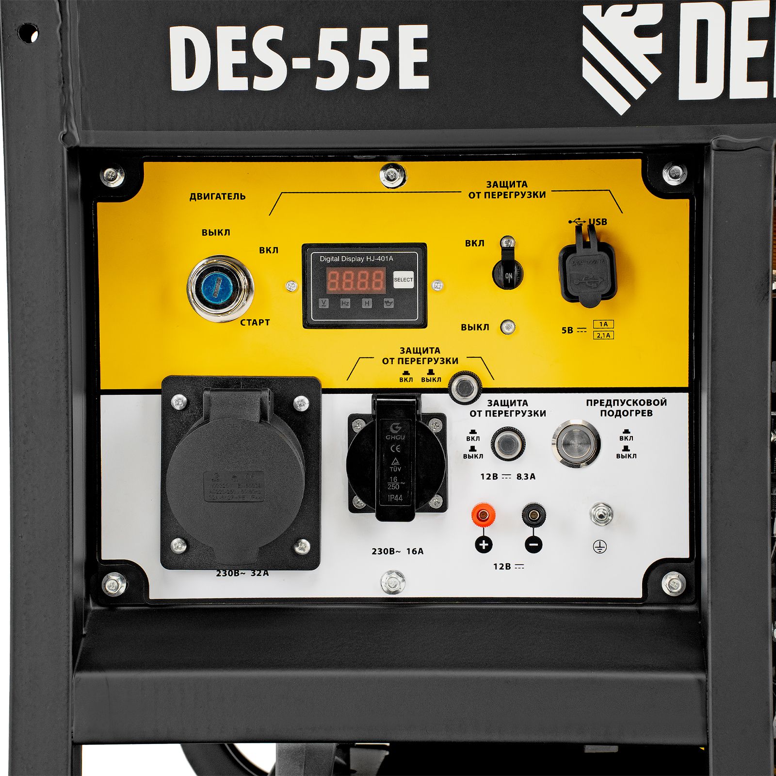 Генератор дизельный DES-55E, 5,5 кВт, 230 В, 11 л, электростартер Denzel 
