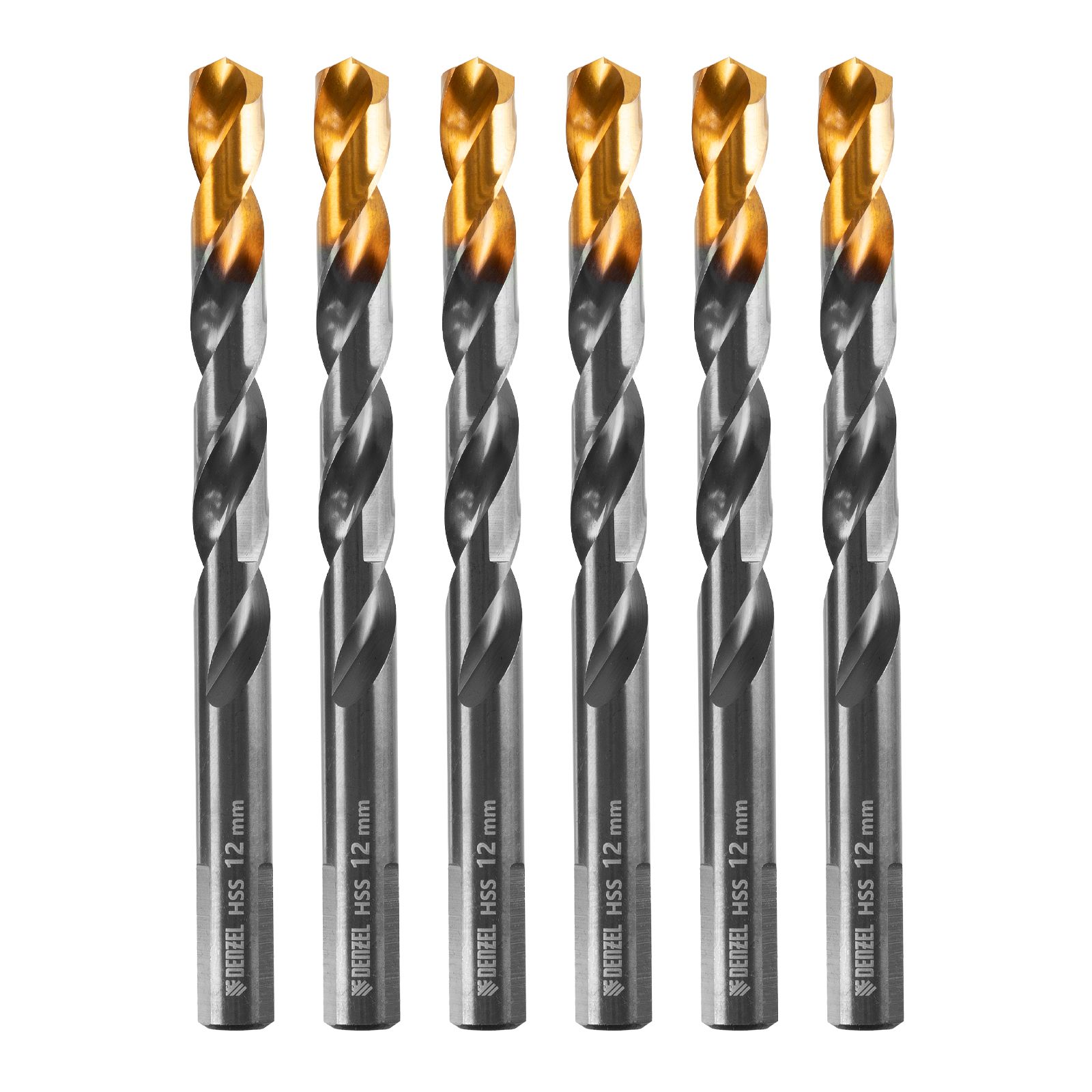 Сверло по металлу, 12 мм, HSS-Tin, Golden Tip, 6 шт. Denzel 