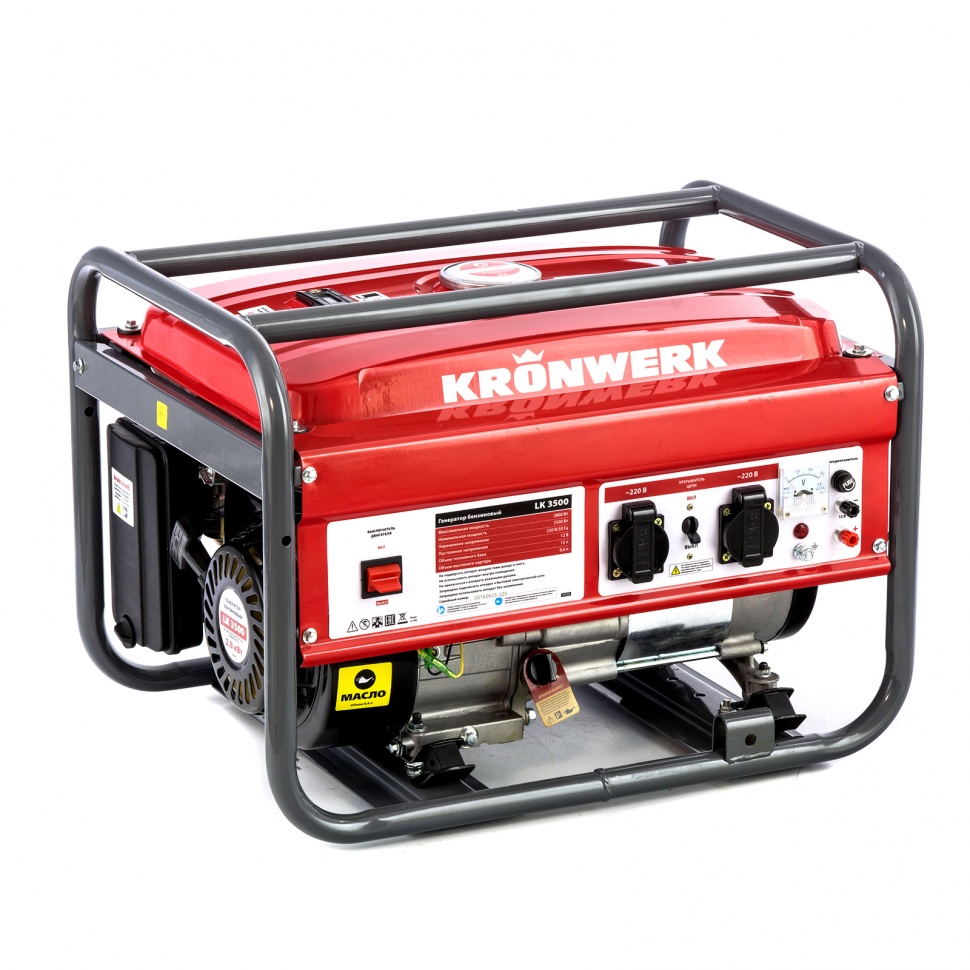 Генератор бензиновый LK 3500, 2.8 кВт, 230 В, бак 15 л, ручной старт Kronwerk 