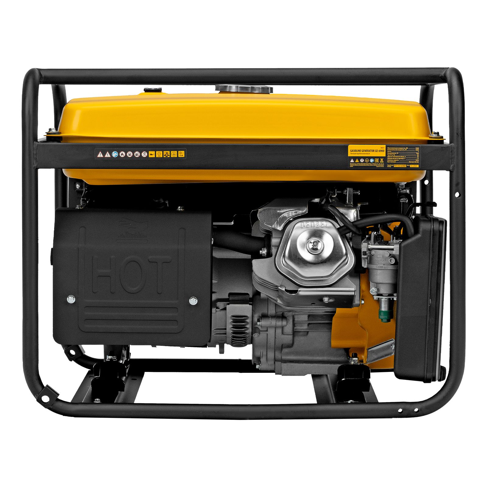 Генератор бензиновый GE 6900, 5.5 кВт, 220 В/50 Гц, 25 л, ручной старт Denzel 