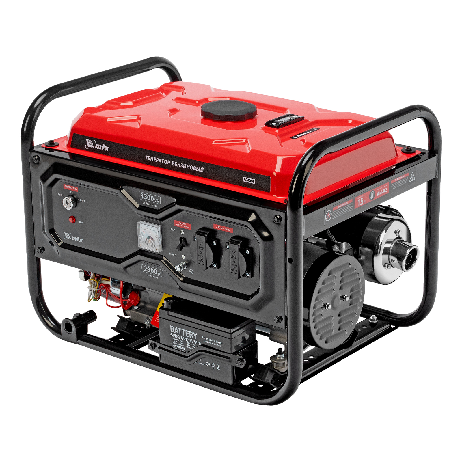 Генератор бензиновый RS-4000E, 3,3 кВт, 230В, электростартер MTX 