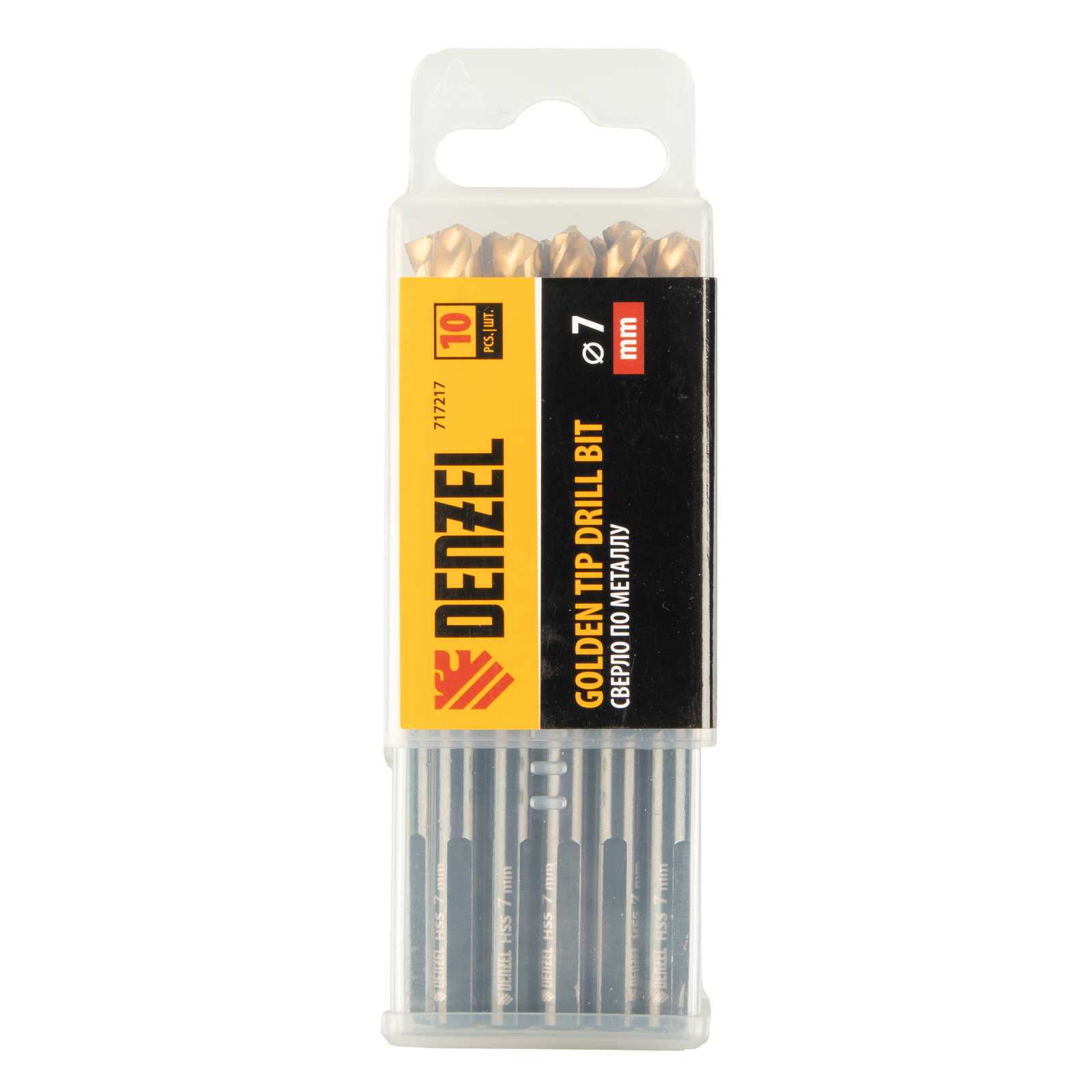 Сверло по металлу, 7 мм, HSS-Tin, Golden Tip, 10 шт. Denzel 