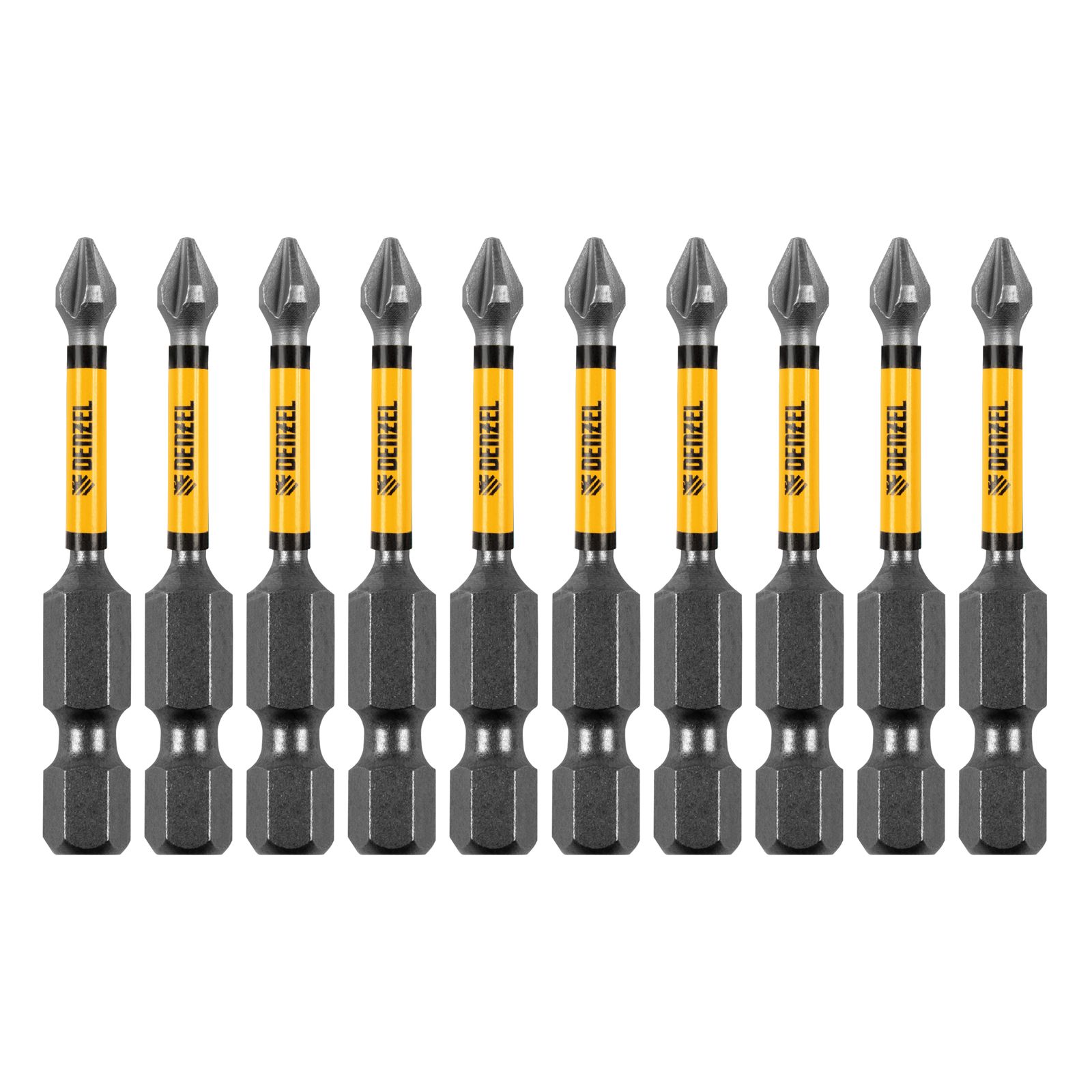 Бита IMPACT, PH1x50 мм, лазерная обработка шлица, сталь S2, 10 шт., Е 6,3 Denzel 