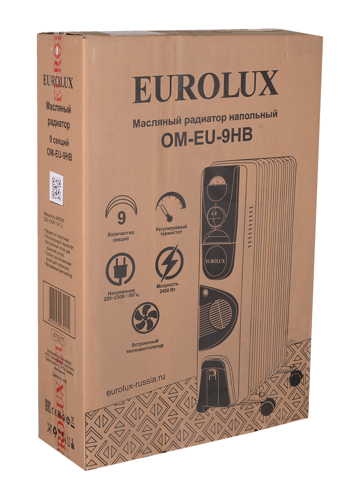 Масляный радиатор Eurolux ОМ-EU-9НВ с вентилятором 