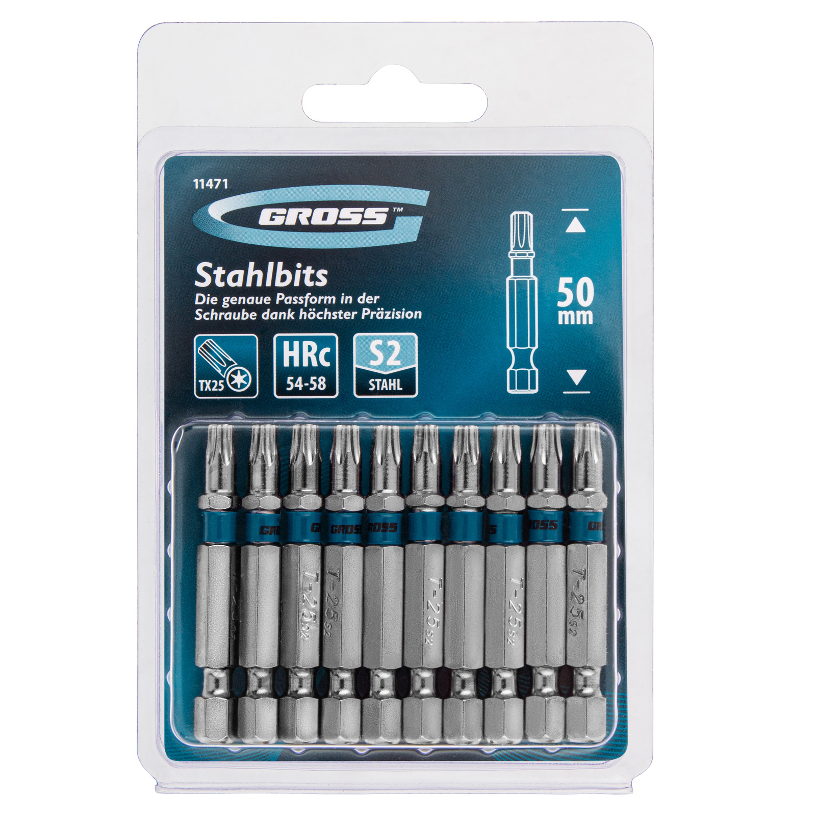 Бита Torx 25 х 50, сталь S2, 10 шт. Gross 