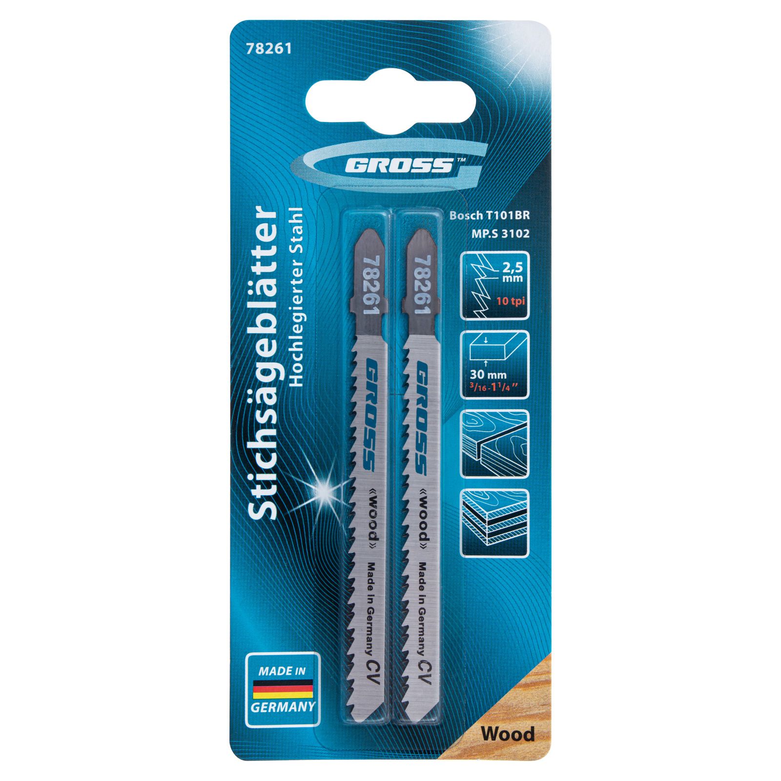 Полотна для электролобзика  по дереву, 2 шт, ( 3102-T101BR ) Gross 